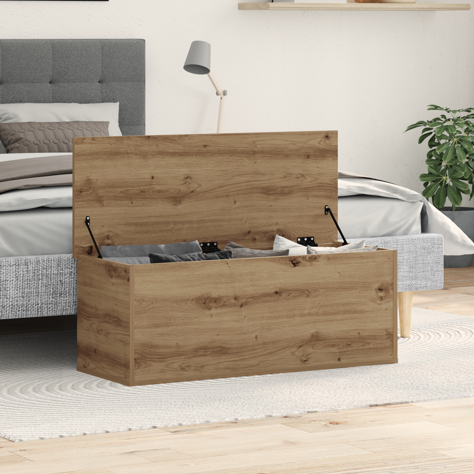 Storage Box in Artisan Oak - 90x35x35 cm, Made from Engineered Wood - Image 4