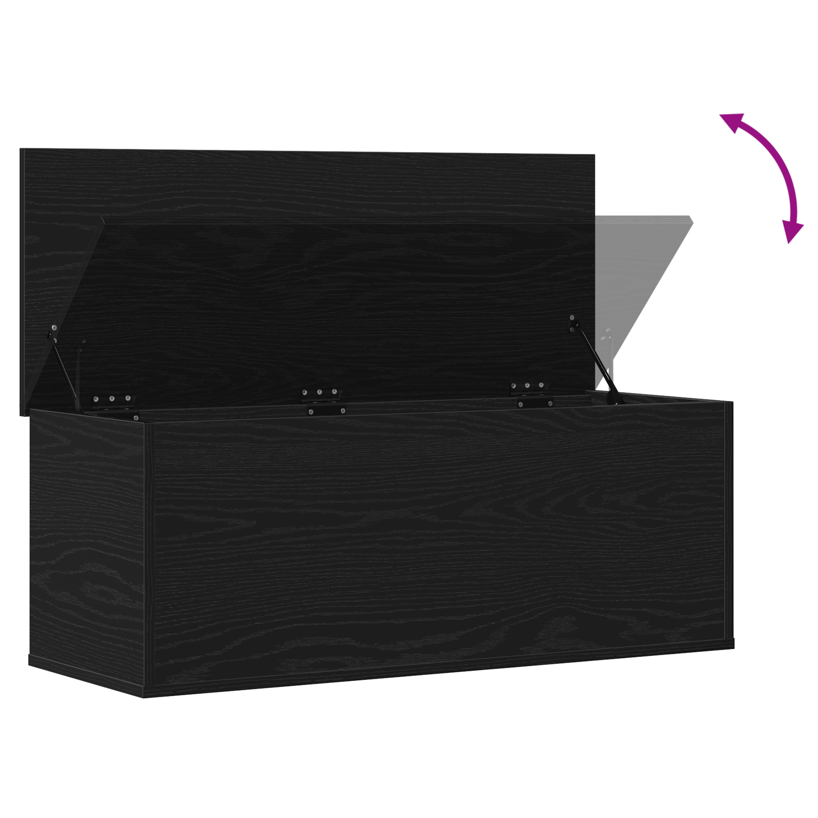 Black Oak Storage Box - 90x35x35 cm - Engineered Wood - Image 10