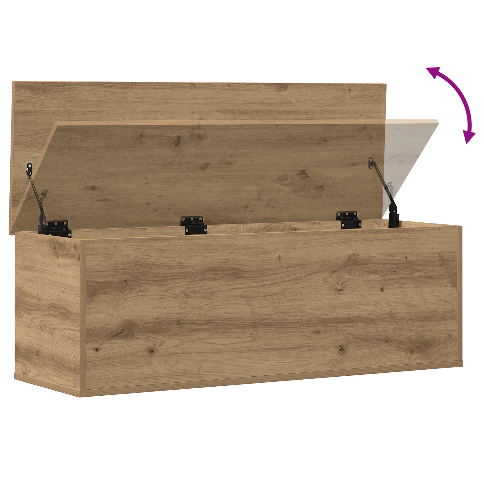 Artisan Oak Storage Box 102x35x35 cm Made of Engineered Wood - Image 9