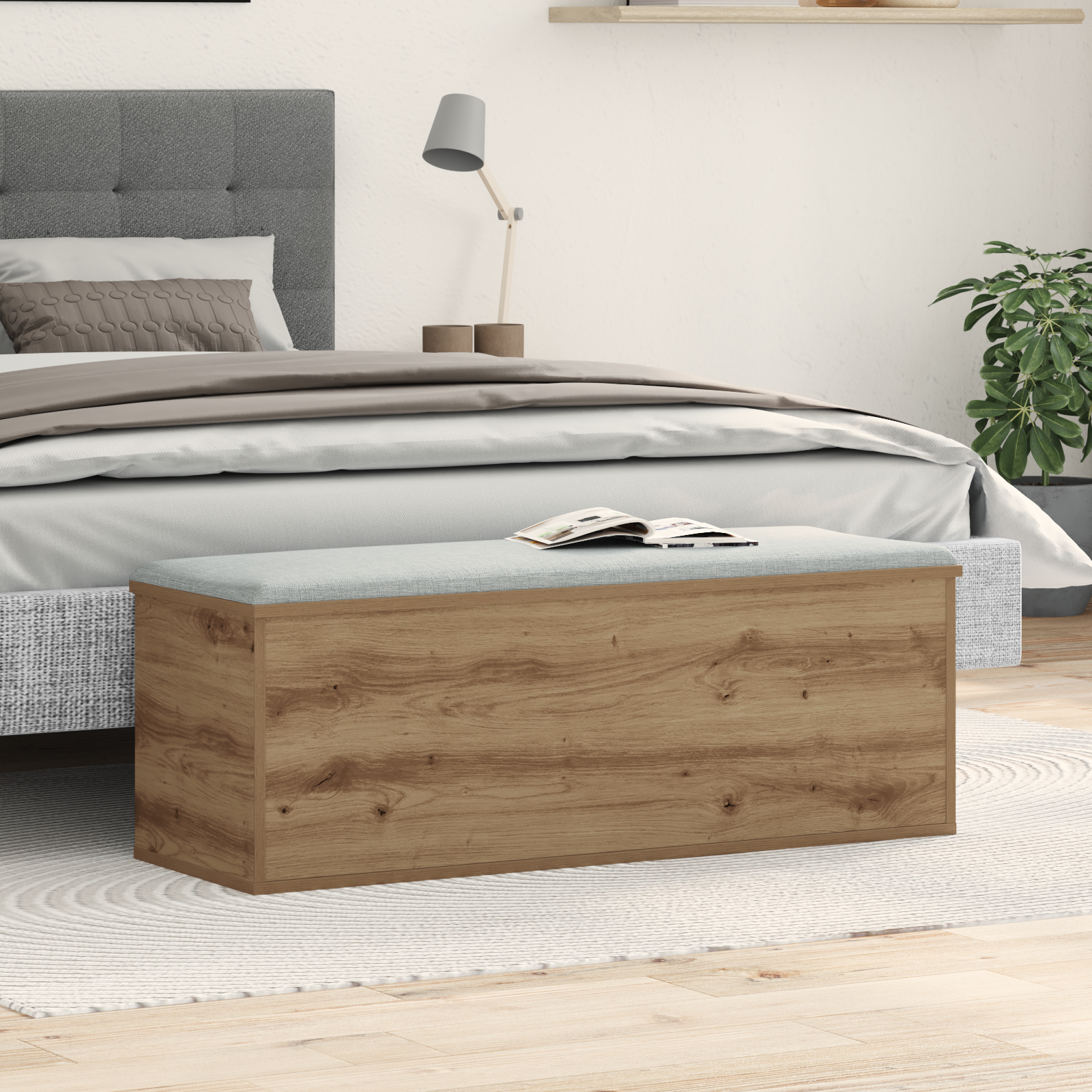 Artisan Oak Storage Box 102x35x35 cm Made of Engineered Wood - Image 4