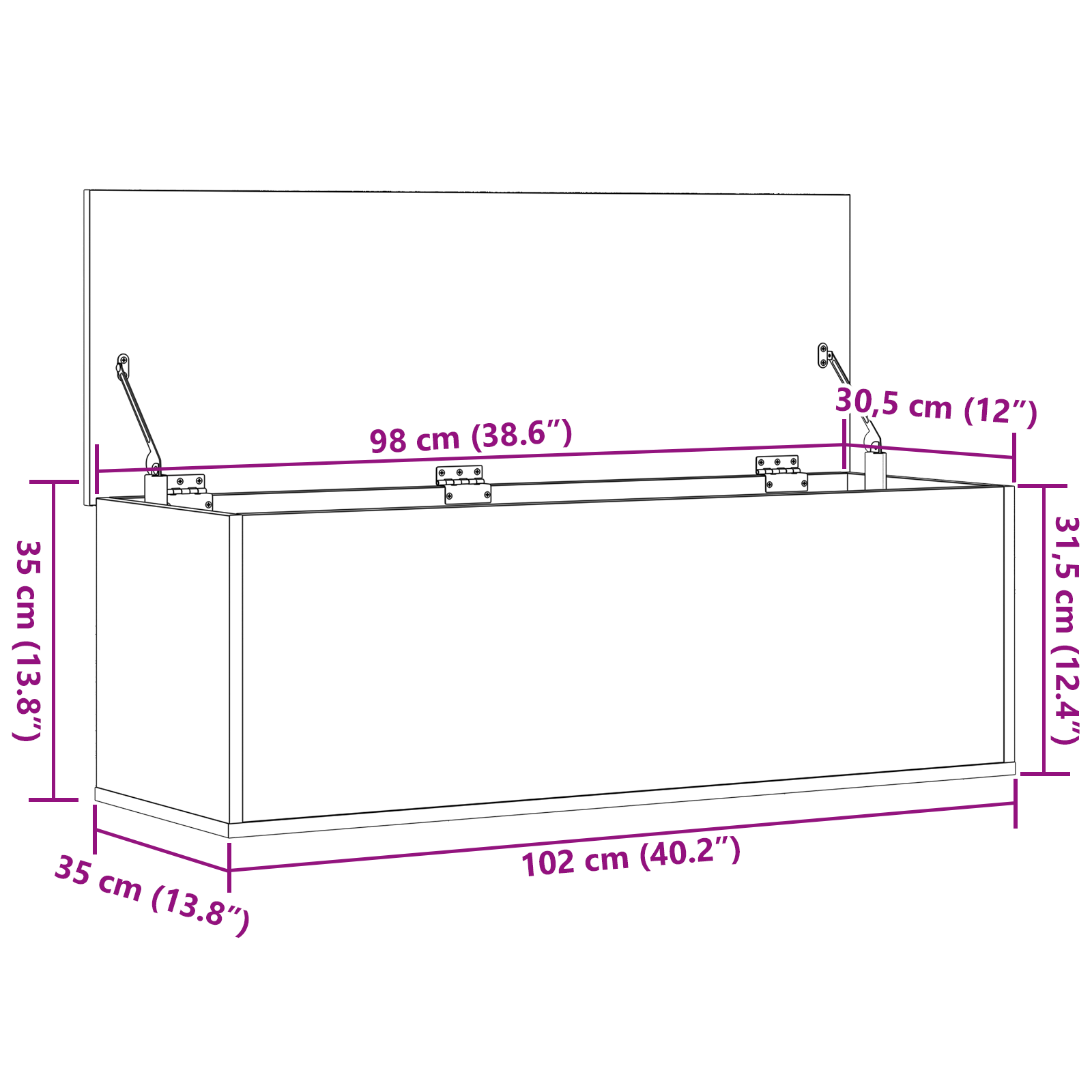 Storage Box in Black Oak - 102x35x35 cm, Made from Engineered Wood - Image 11