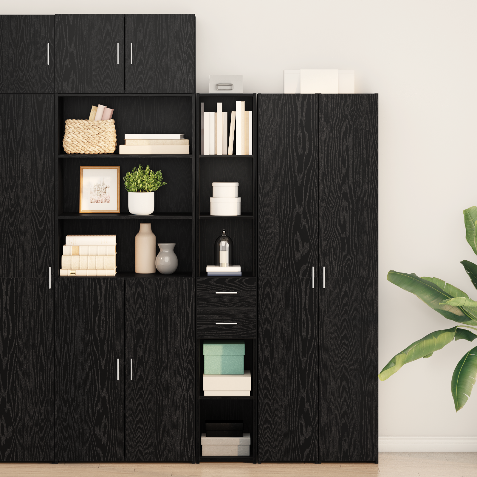 Highboard Black Oak 30x42,5x185 cm Engineered Wood