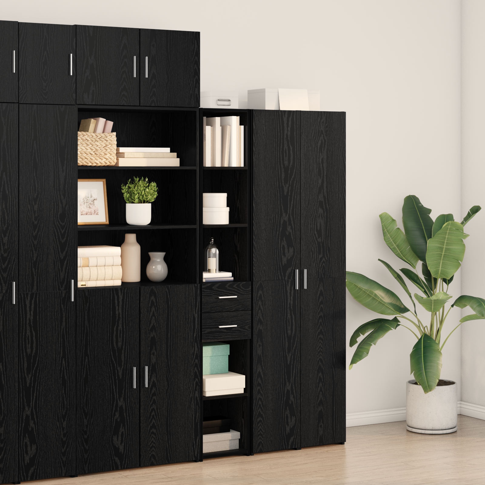 Highboard Black Oak 30x42,5x185 cm Engineered Wood - Image 4