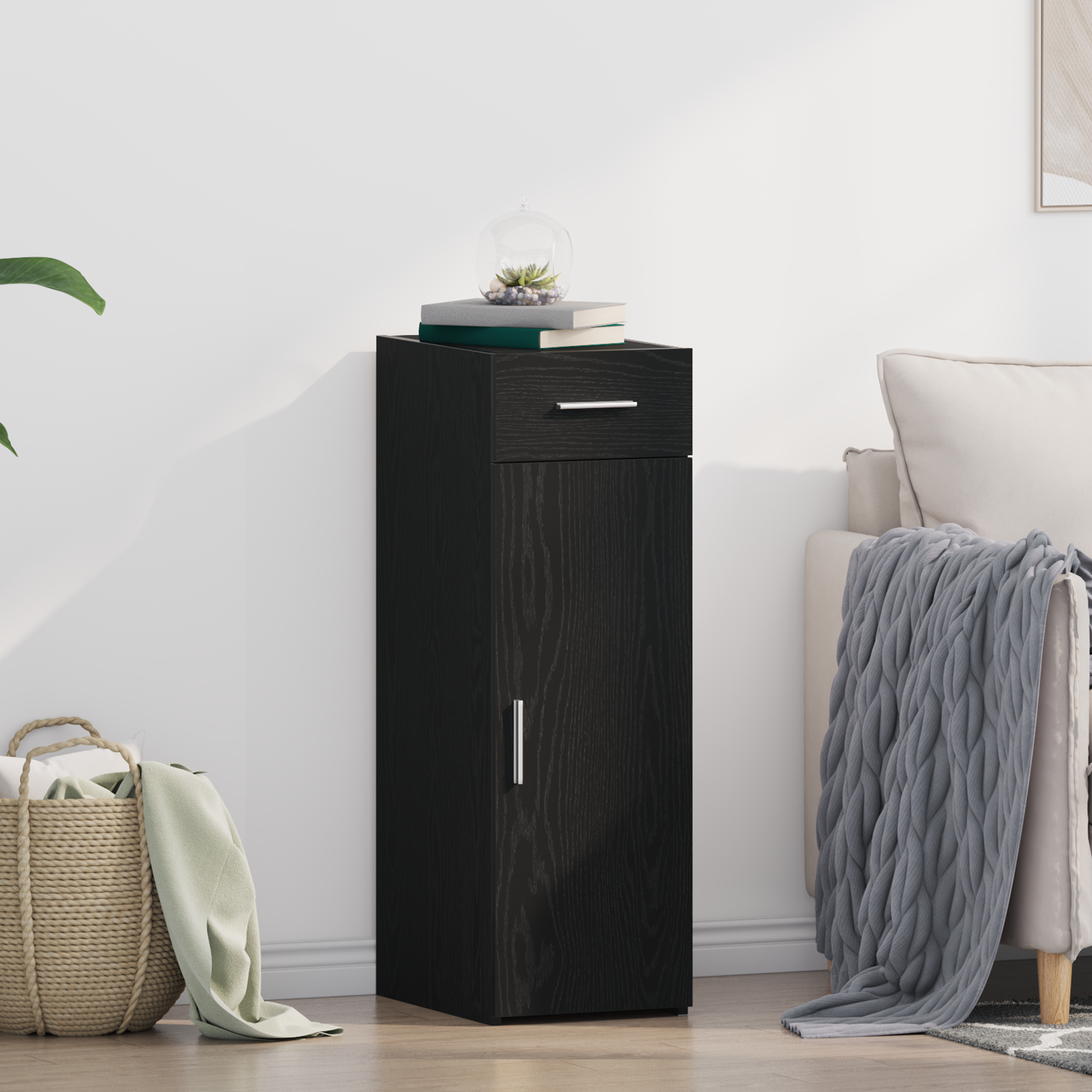 Sideboard Black Oak 30x42,5x93 cm Engineered Wood