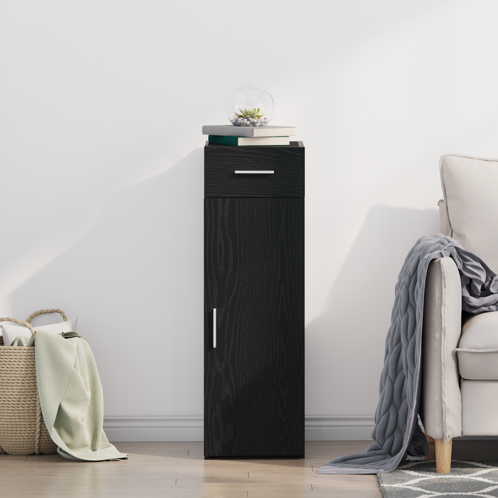 Sideboard Black Oak 30x42,5x93 cm Engineered Wood - Image 4