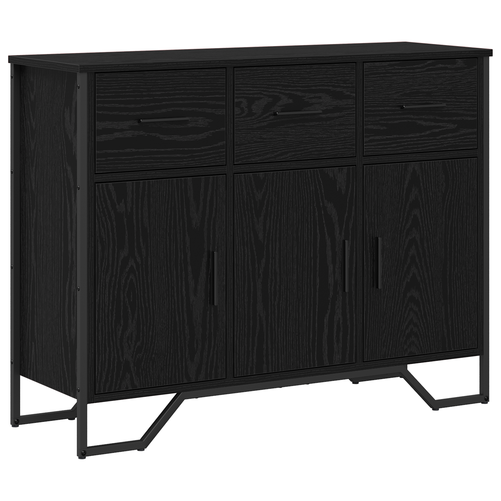 Sideboard Black Oak 97x32.5x74.5 cm Engineered Wood - Image 2