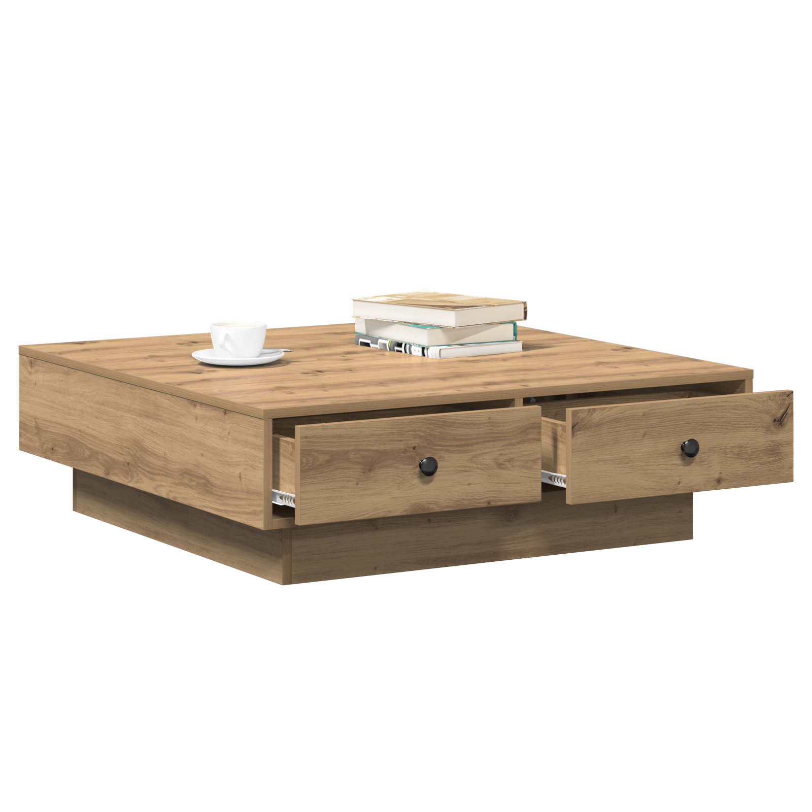 Coffee Table Artisan oak Veneer, MDF 90 x 90 x 28 cm Storage - Image 3