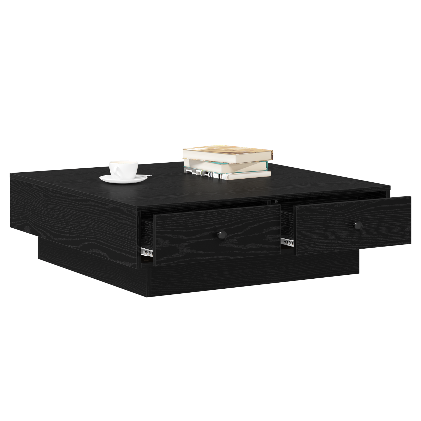 Coffee Table Black oak Engineered wood 90 x 90 x 28 cm - Image 3