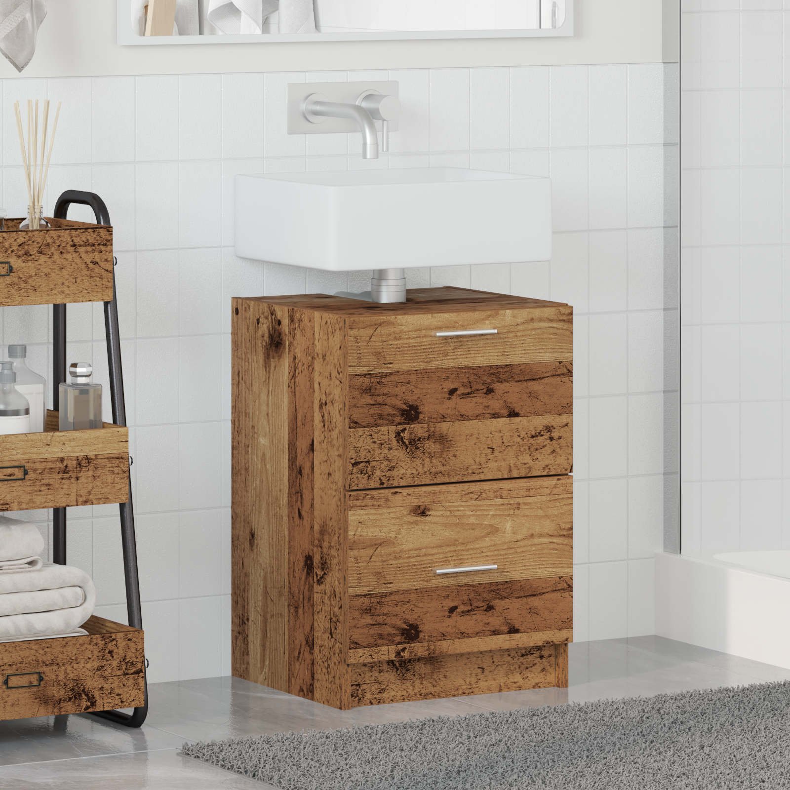 Sink Cabinet Old Wood 40x37x59 cm Engineered Wood - Image 4