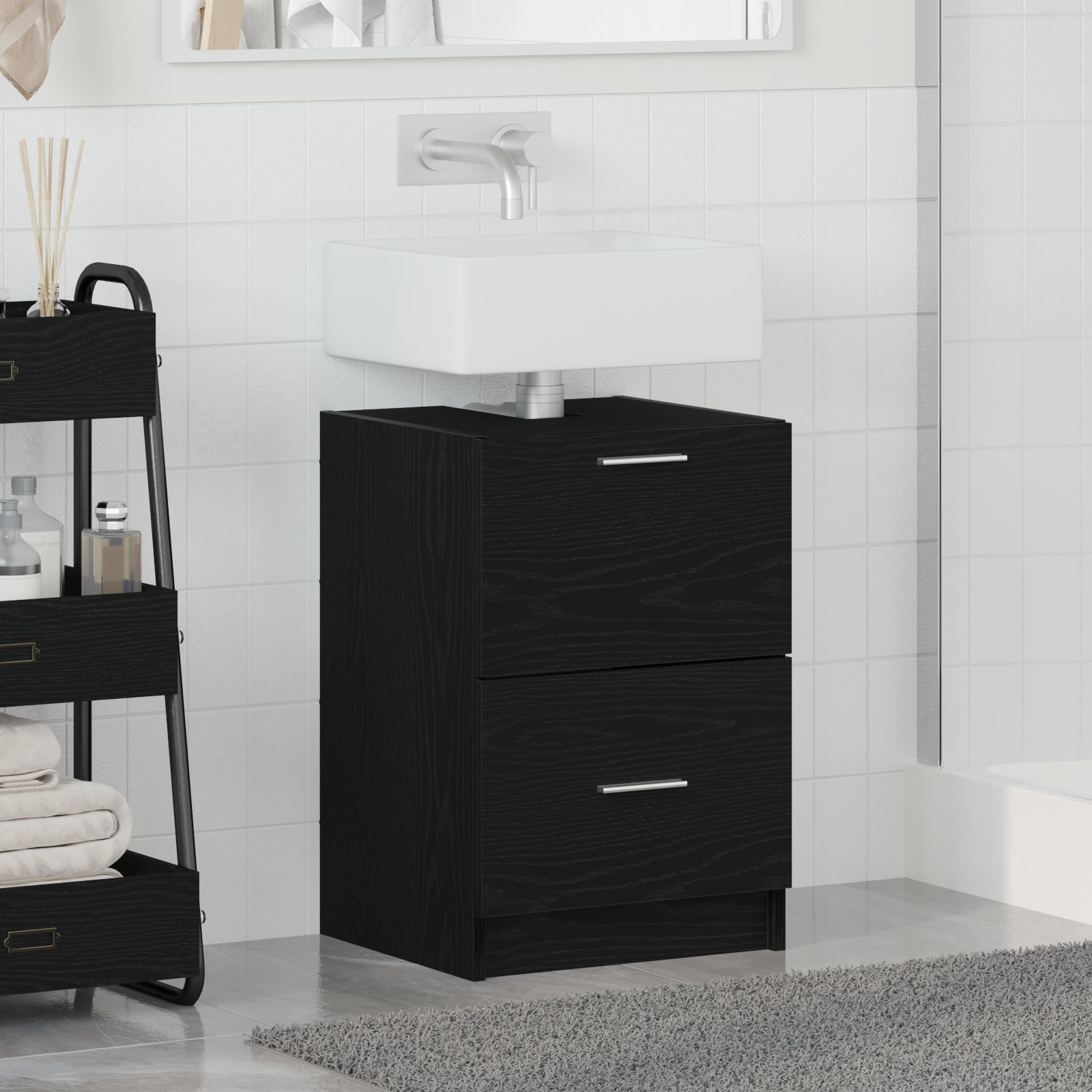 Sink Cabinet Black Oak 40x37x59 cm Engineered Wood - Image 4