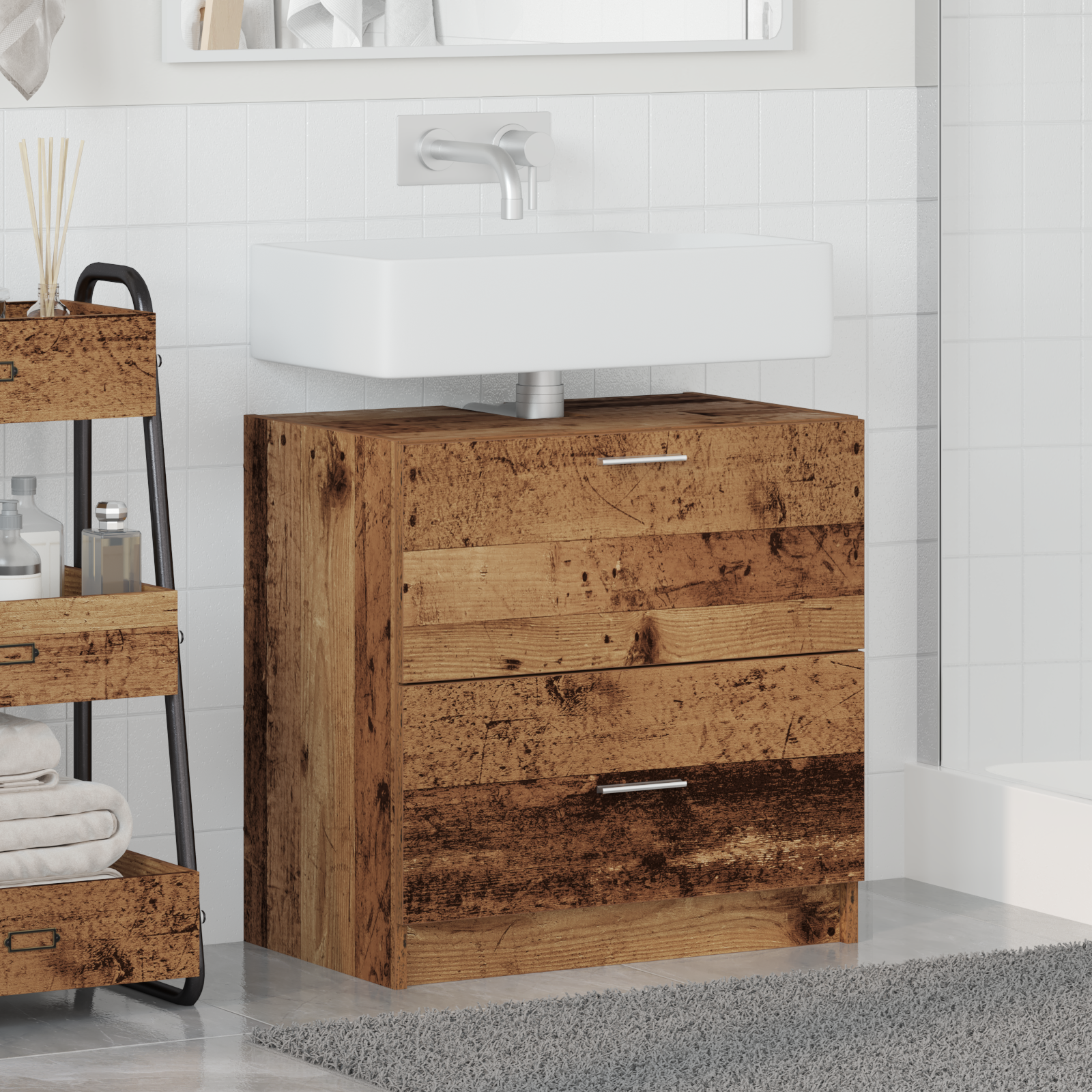 Sink Cabinet Old Wood 59x37x59 cm Engineered Wood - Image 4