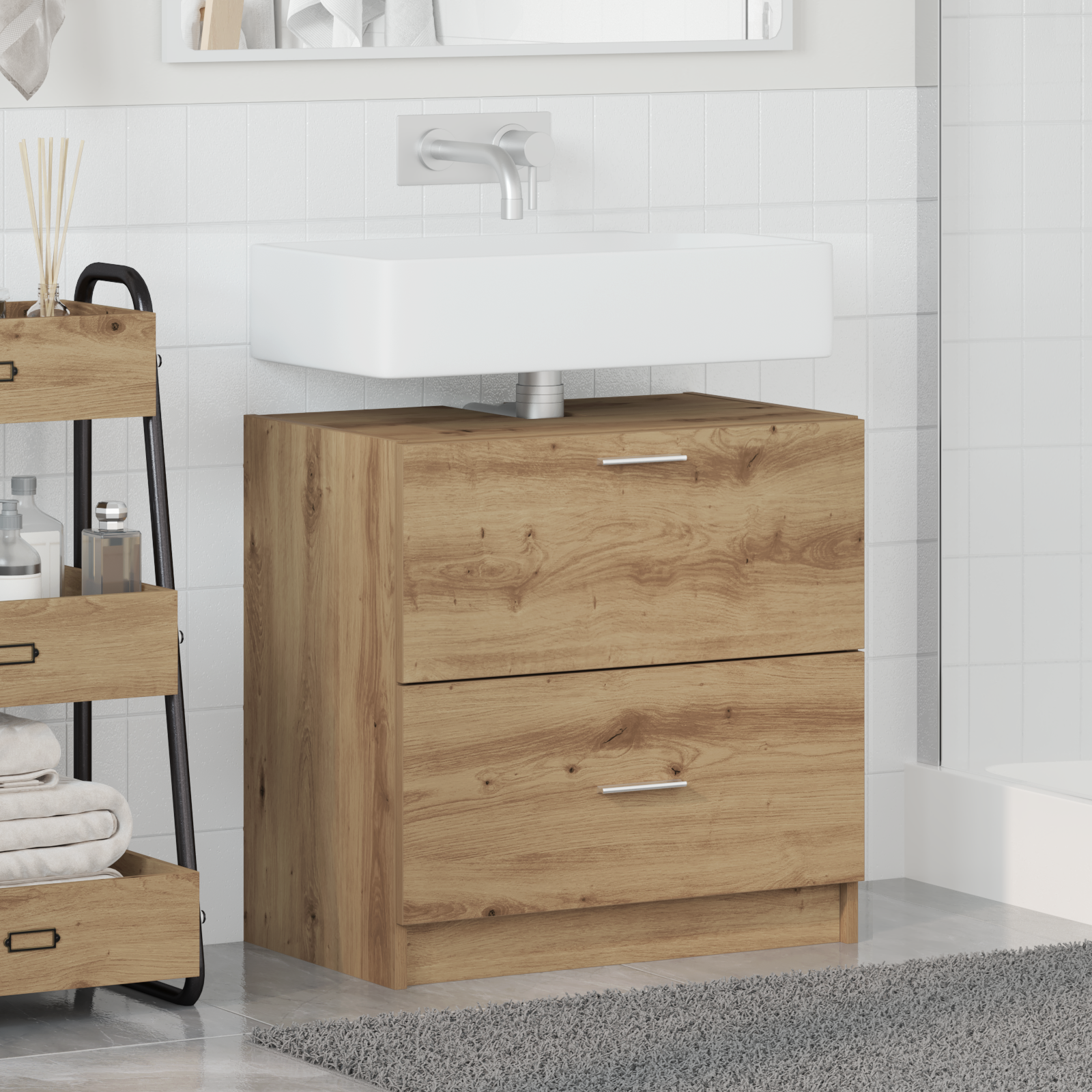 Sink Cabinet Artisan Oak 59x37x59 cm Engineered Wood - Image 4