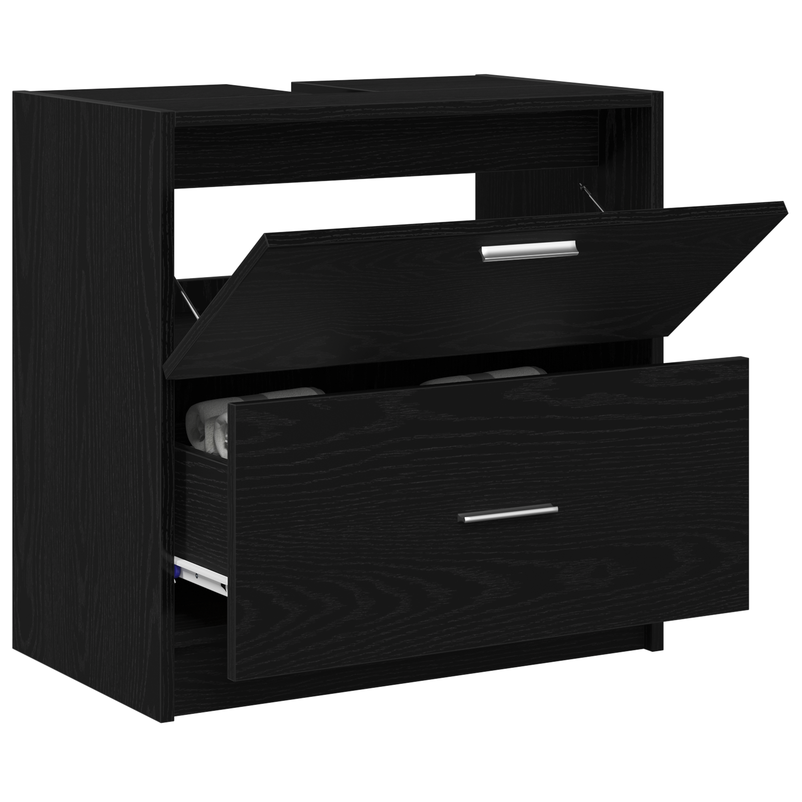 Thumbnail - vidaXL Waschbeckenunterschrank Schwarz Eiche 59x37x59 cm Ingenieurholz