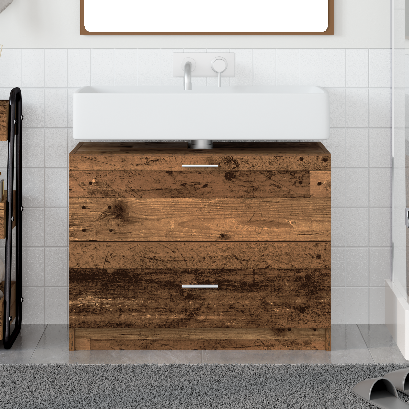 Sink Cabinet Old Wood 78x37x59 cm Engineered Wood - Image 4