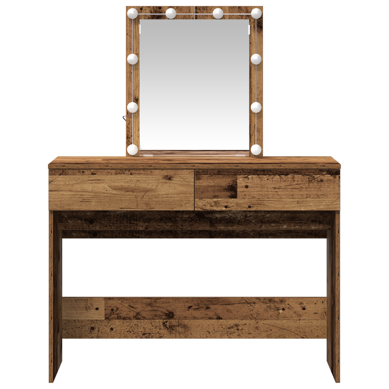 Dressing Table with Mirror&LED Lights Old Wood Engineered Wood - Image 7
