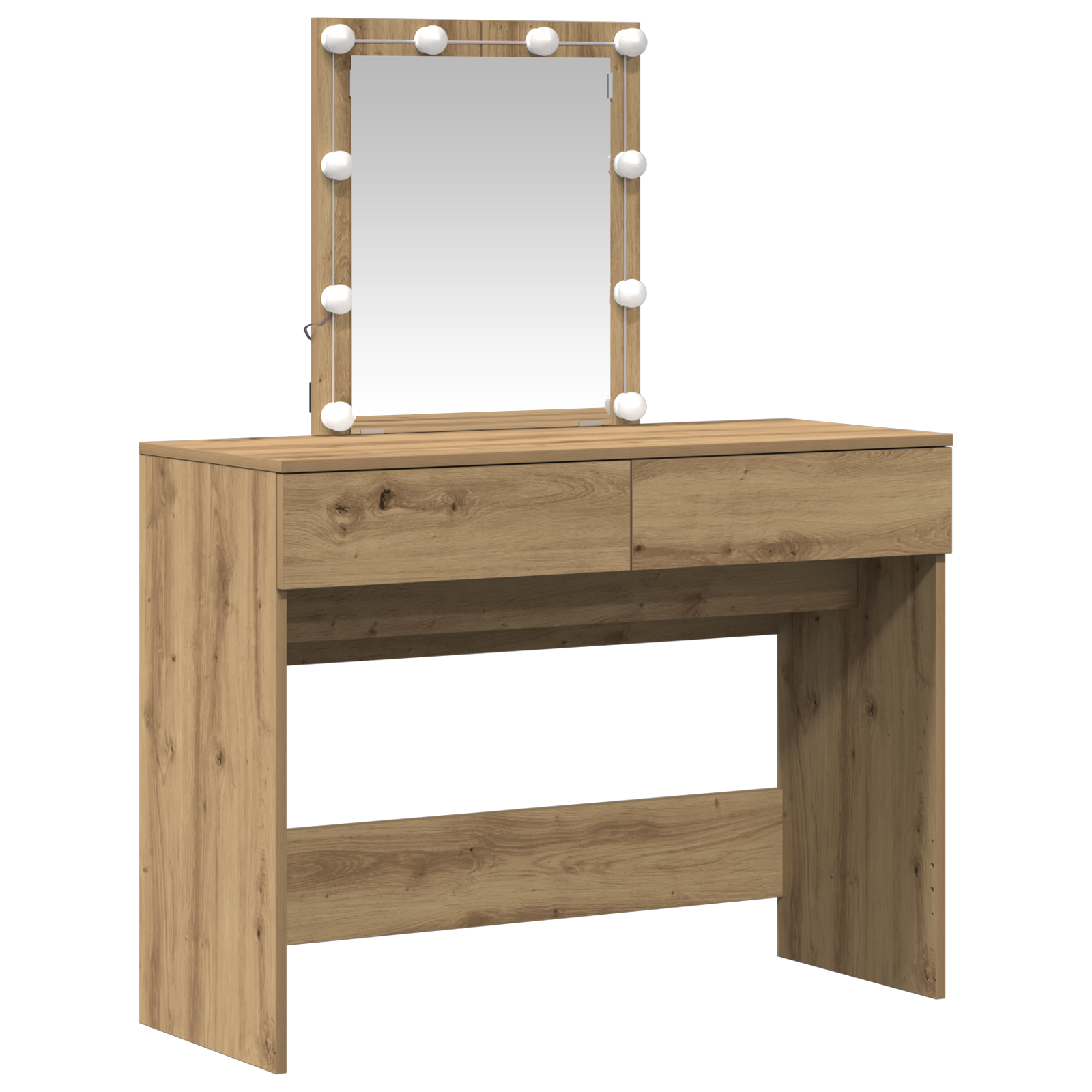Dressing Table with Mirror and LEDs Artisan Oak Engineered Wood - Image 2
