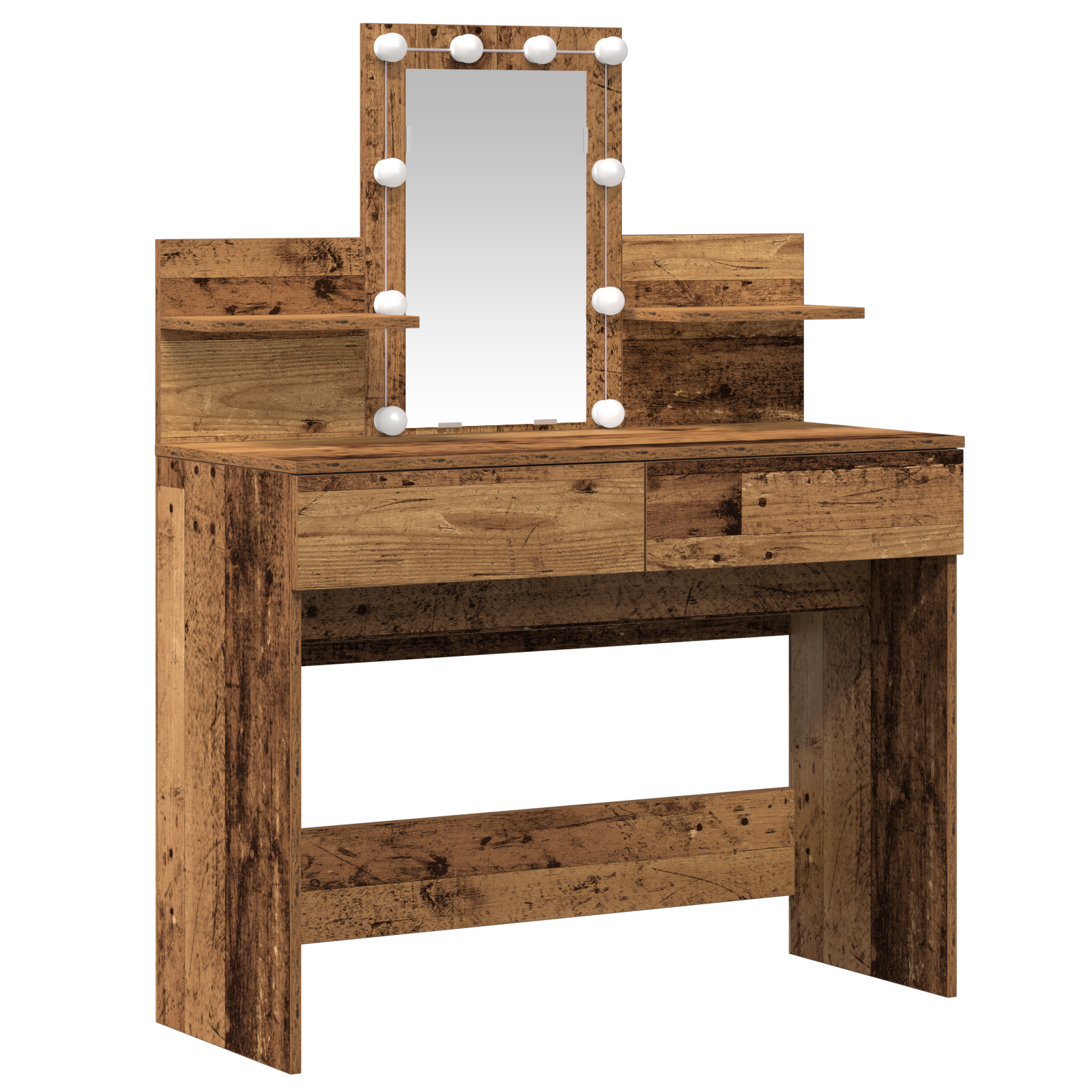Dressing Table with Mirror&LED Lights Old Wood Engineered Wood - Image 2
