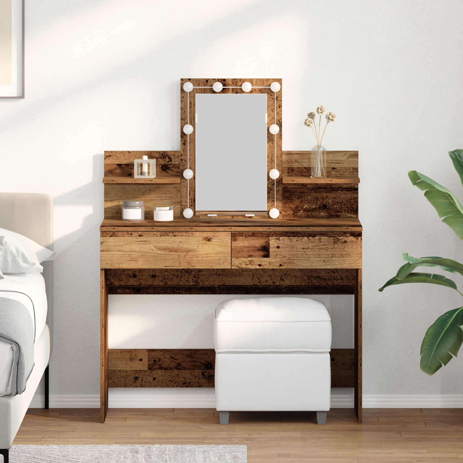 vidaXL Schminktisch Altholz 100 x 40 x 130 cm Holzwerkstoff
