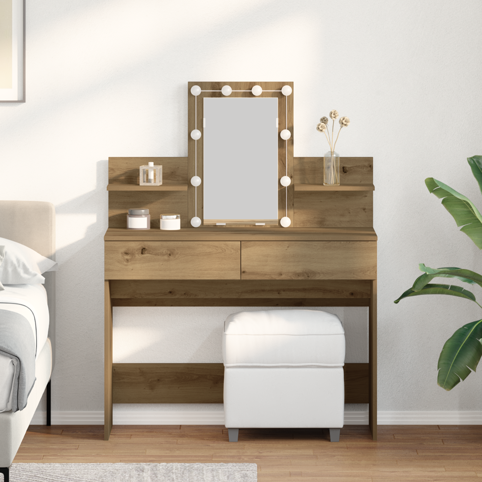 vidaXL Masă de Toaletă cu sertar stejar artizanal 100 x 40 x 130 cm