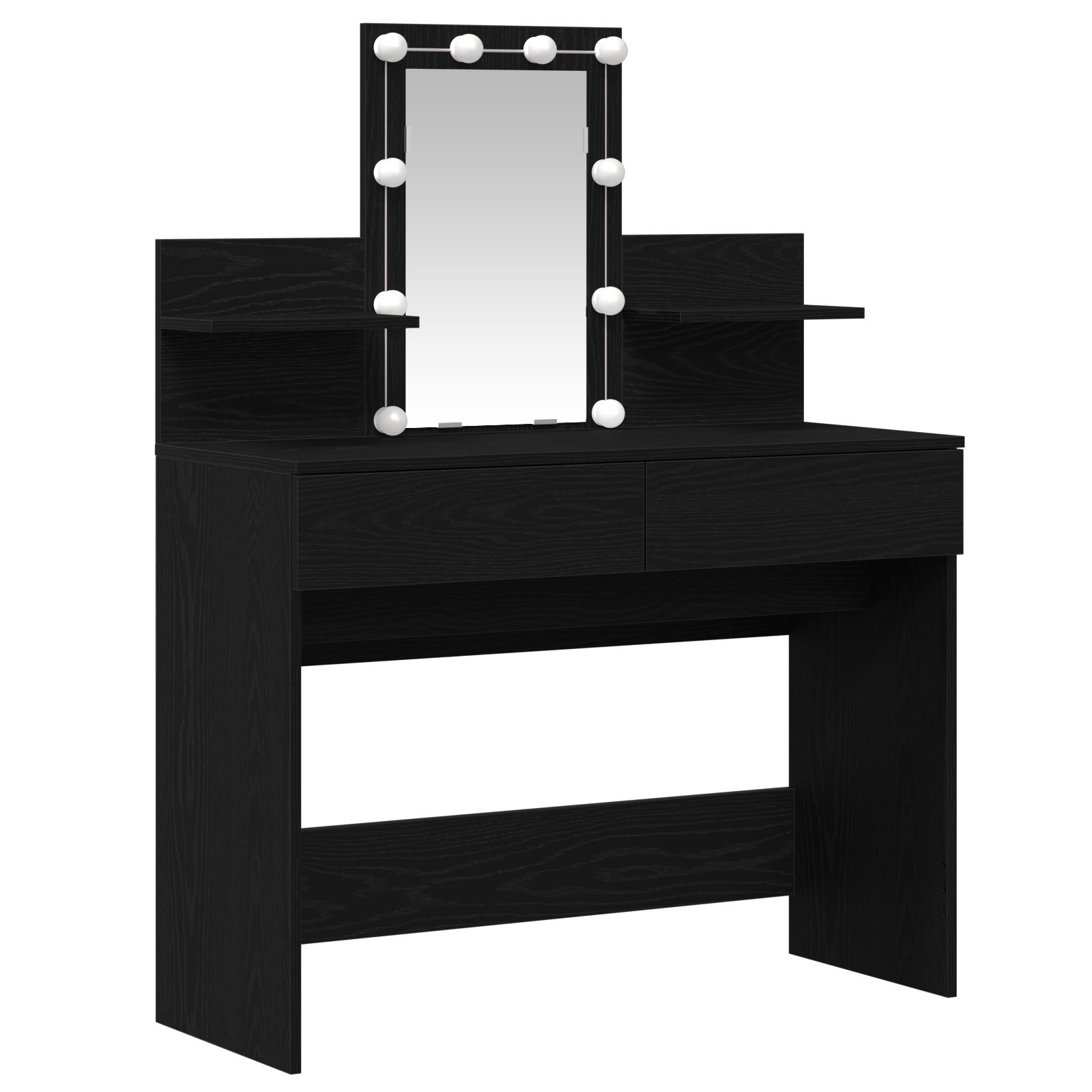Dressing Table with LED Black Oak 100x40x130 cm - Image 2