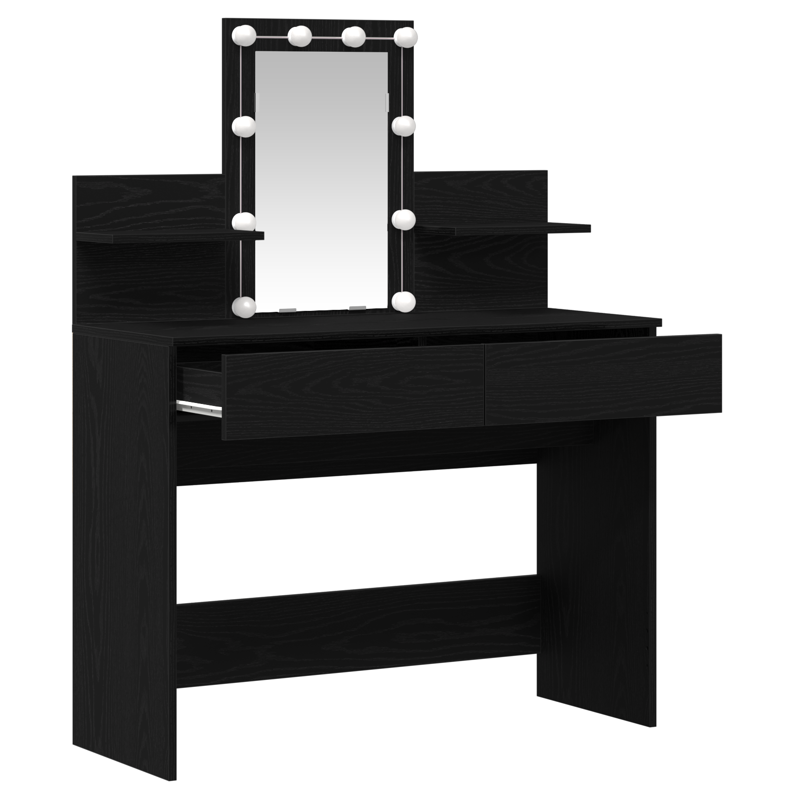 Dressing Table with LED Black Oak 100x40x130 cm - Image 4