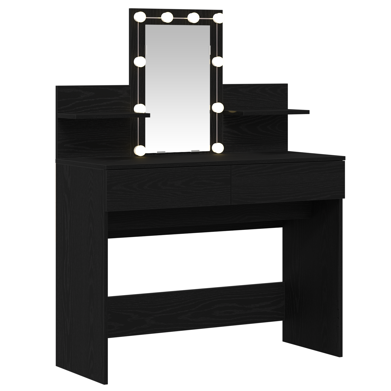 Dressing Table with LED Black Oak 100x40x130 cm - Image 5