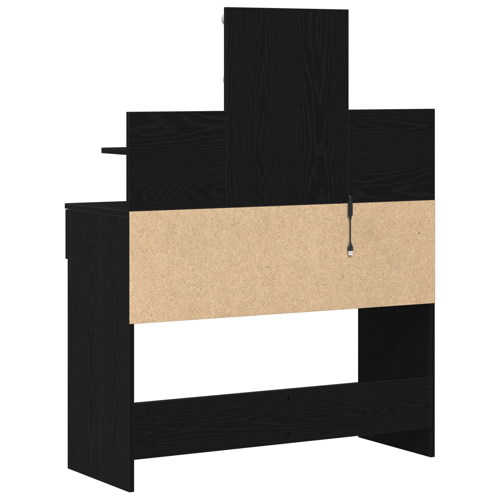Dressing Table with LED Black Oak 100x40x130 cm - Image 6