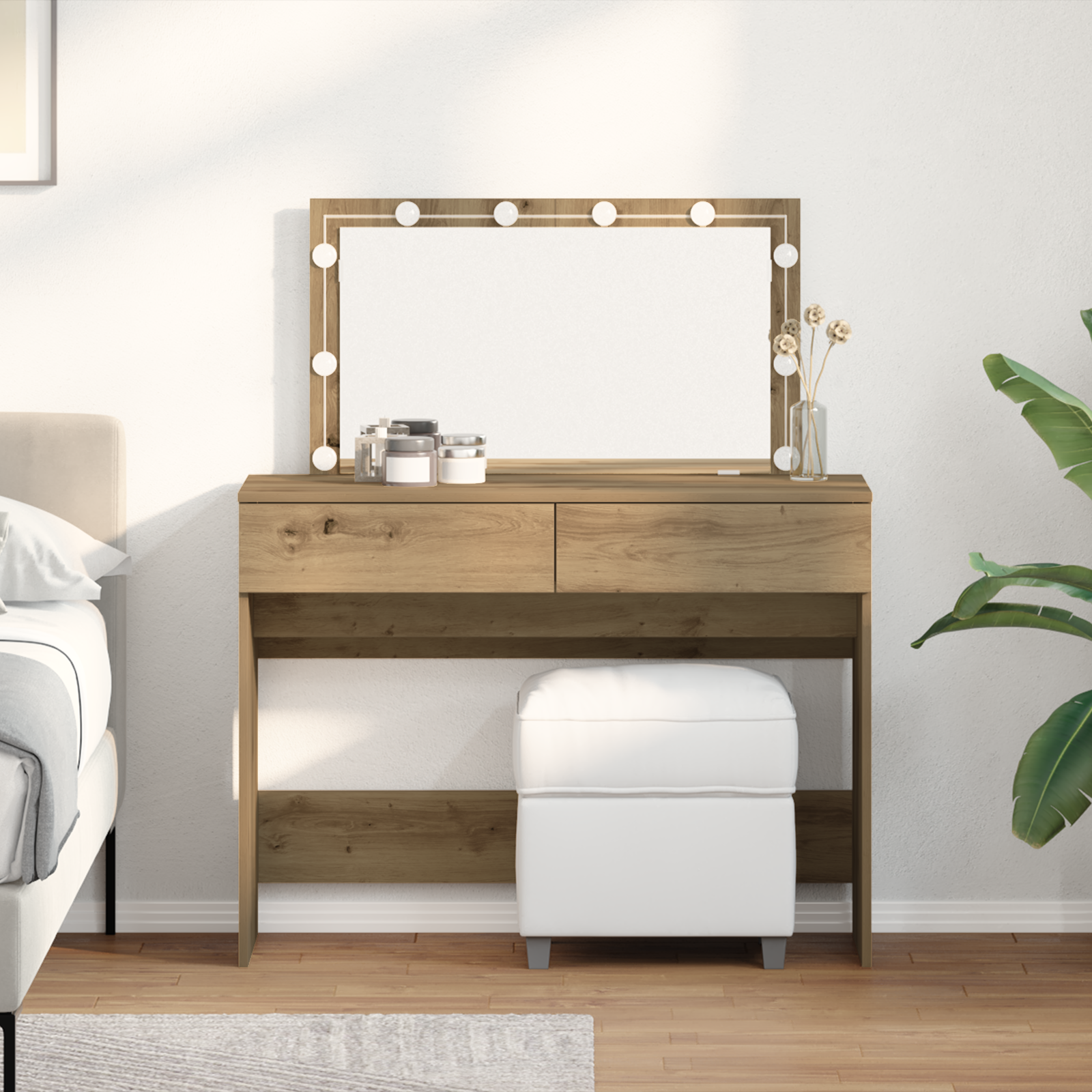 vidaXL Masă de toaletă cu sertar stejar artizanal 100 x 40 x 120 cm
