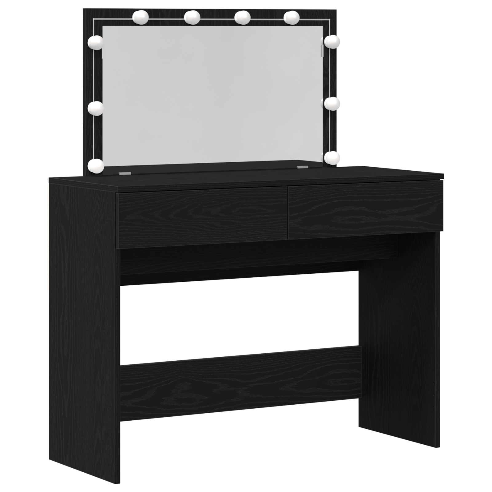 Dressing Table with LED Black Oak 100x40x120 cm - Image 2