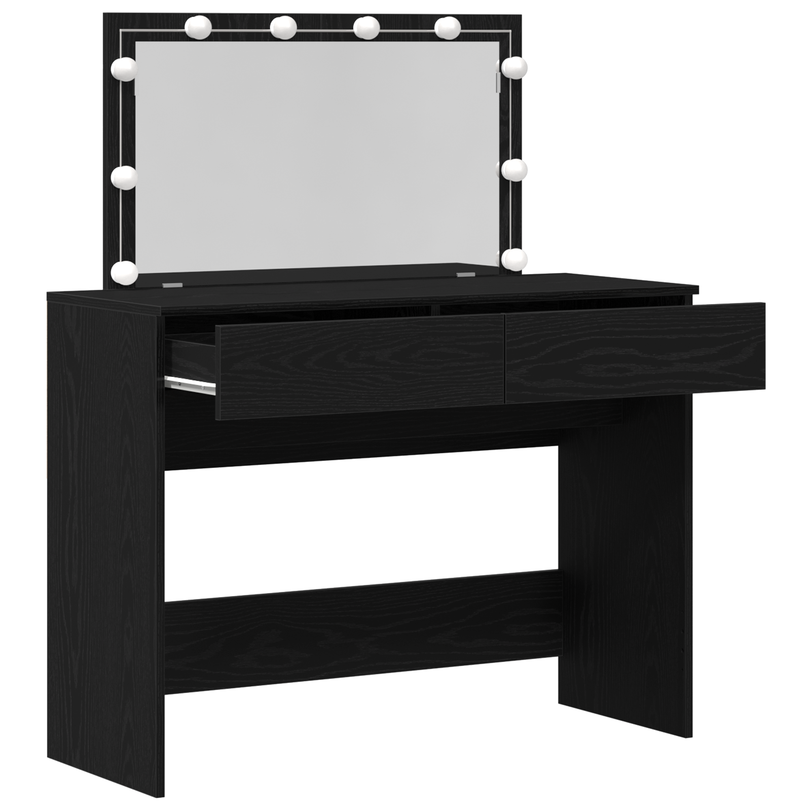 Dressing Table with LED Black Oak 100x40x120 cm - Image 4