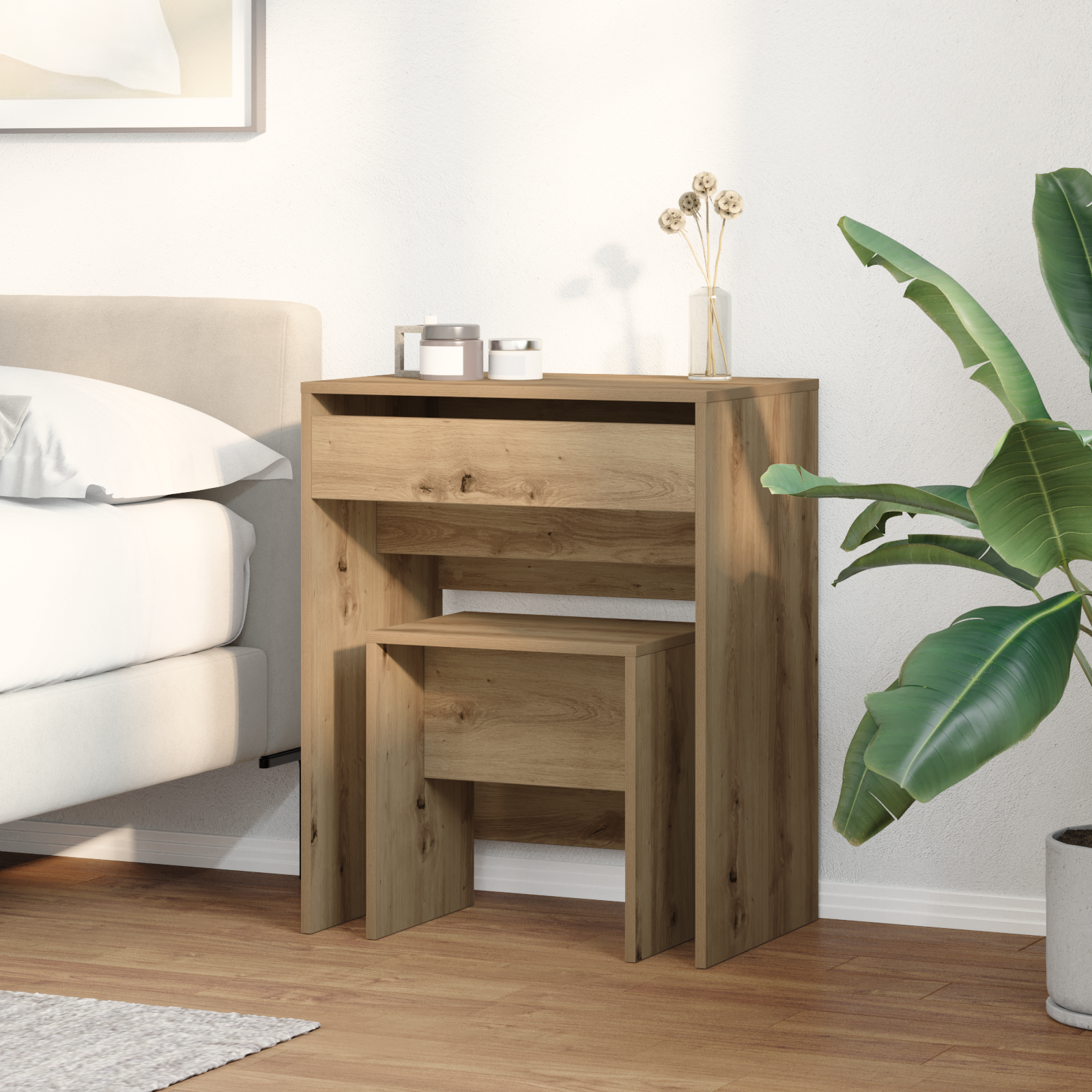 Dressing Table with Mirror Artisan Oak Engineered Wood - Image 4