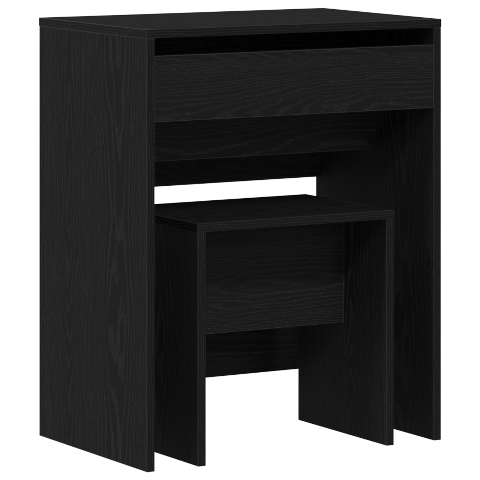 Dressing Table with Mirror Black Oak Engineered Wood - Image 2
