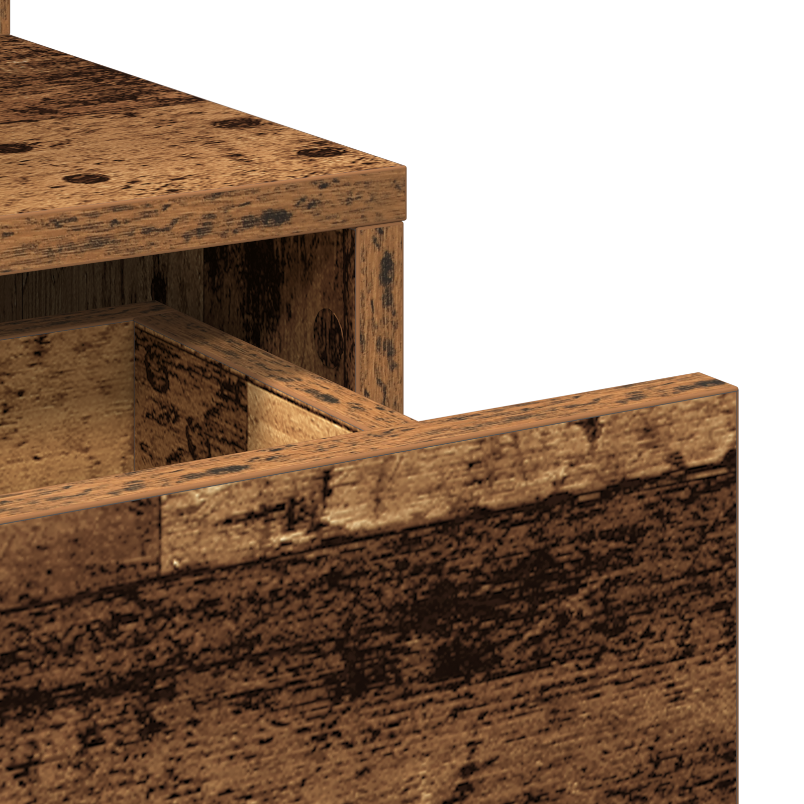 Dressing Table with Mirror&LED Lights Old Wood Engineered Wood - Image 9