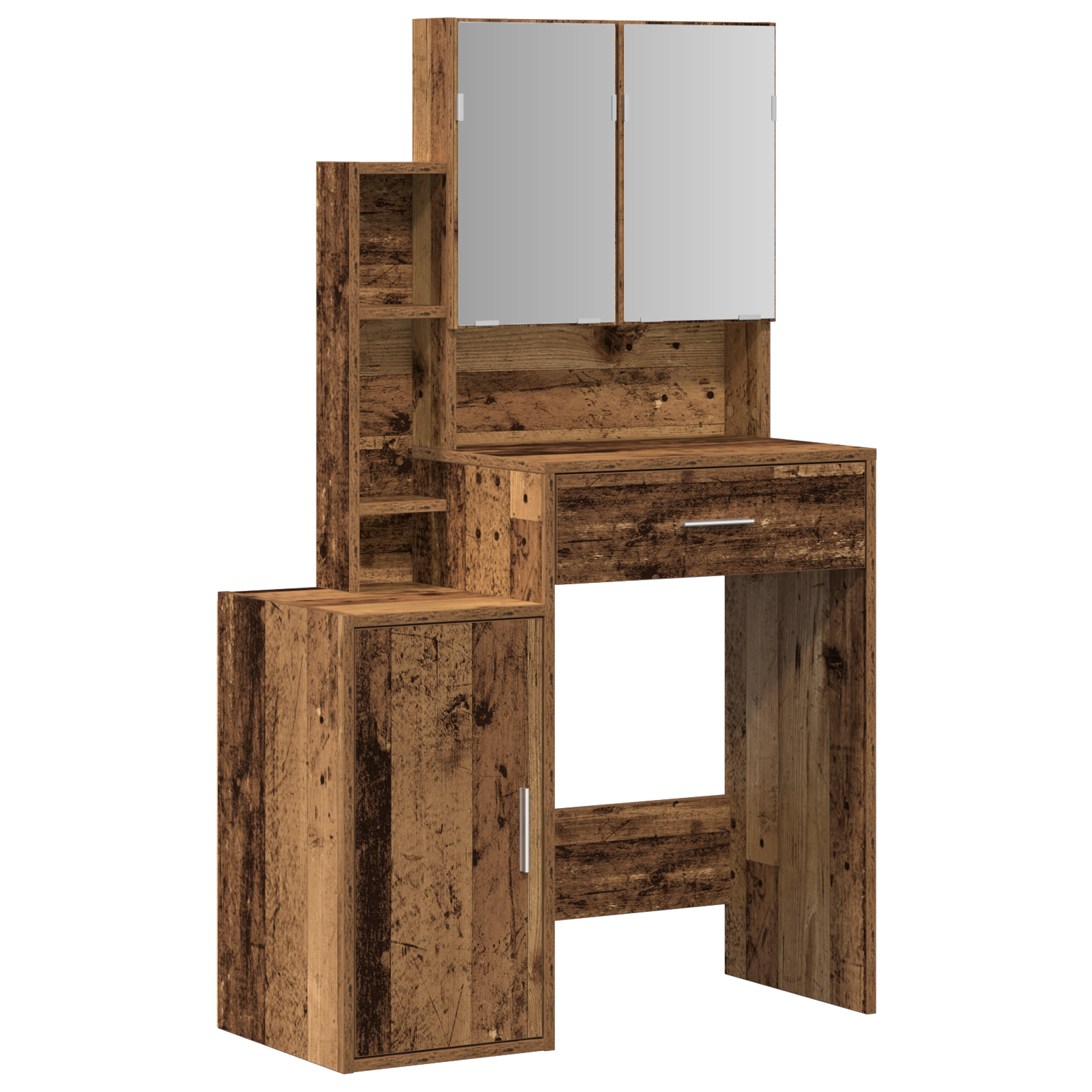 Dressing Table with Mirror&LED Lights Old Wood Engineered Wood - Image 2