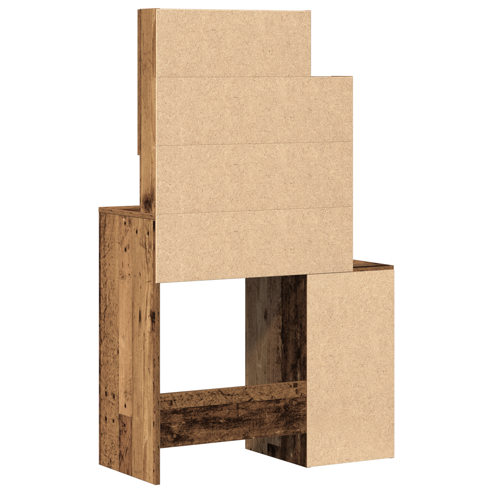 Dressing Table with Mirror&LED Lights Old Wood Engineered Wood - Image 6