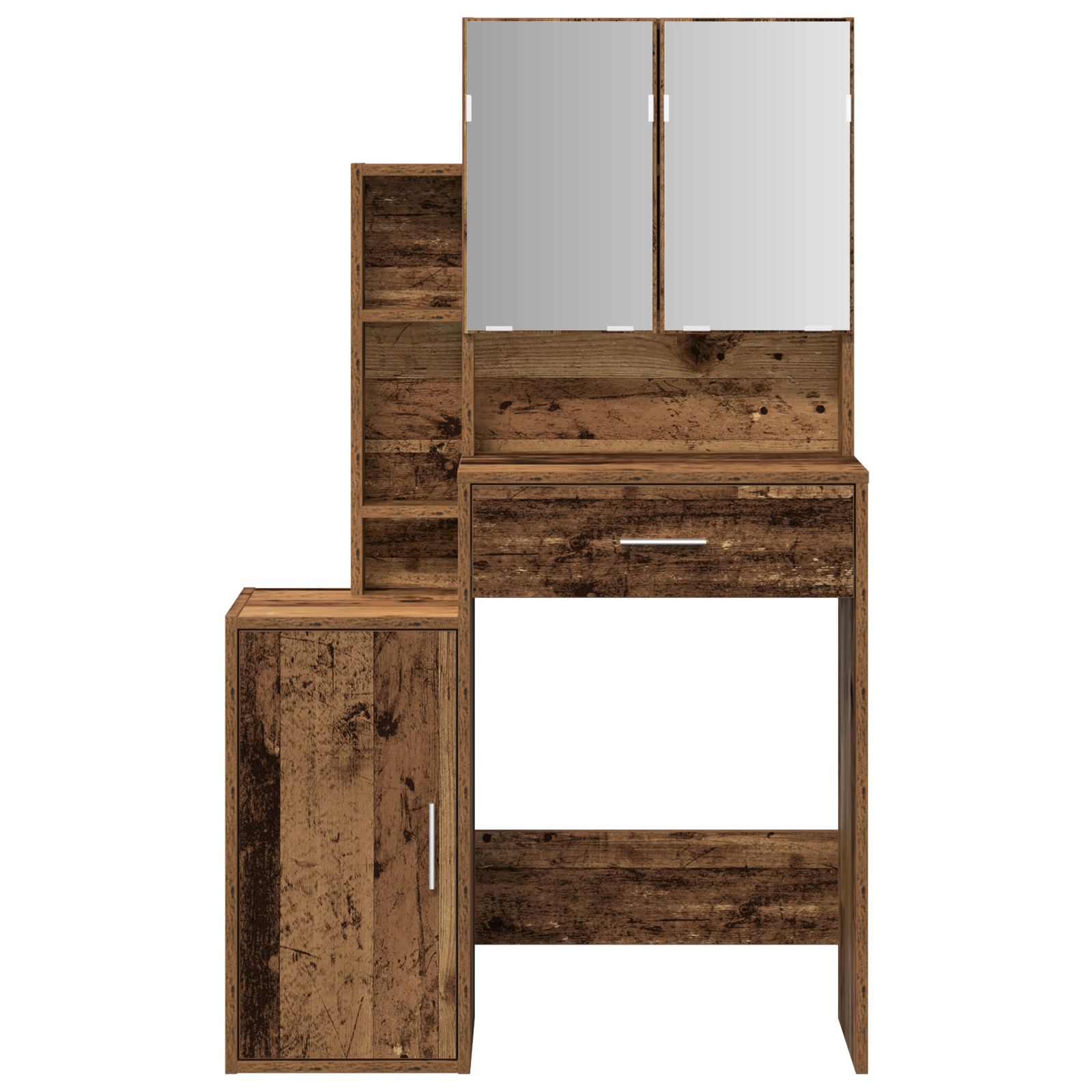 Dressing Table with Mirror&LED Lights Old Wood Engineered Wood - Image 7