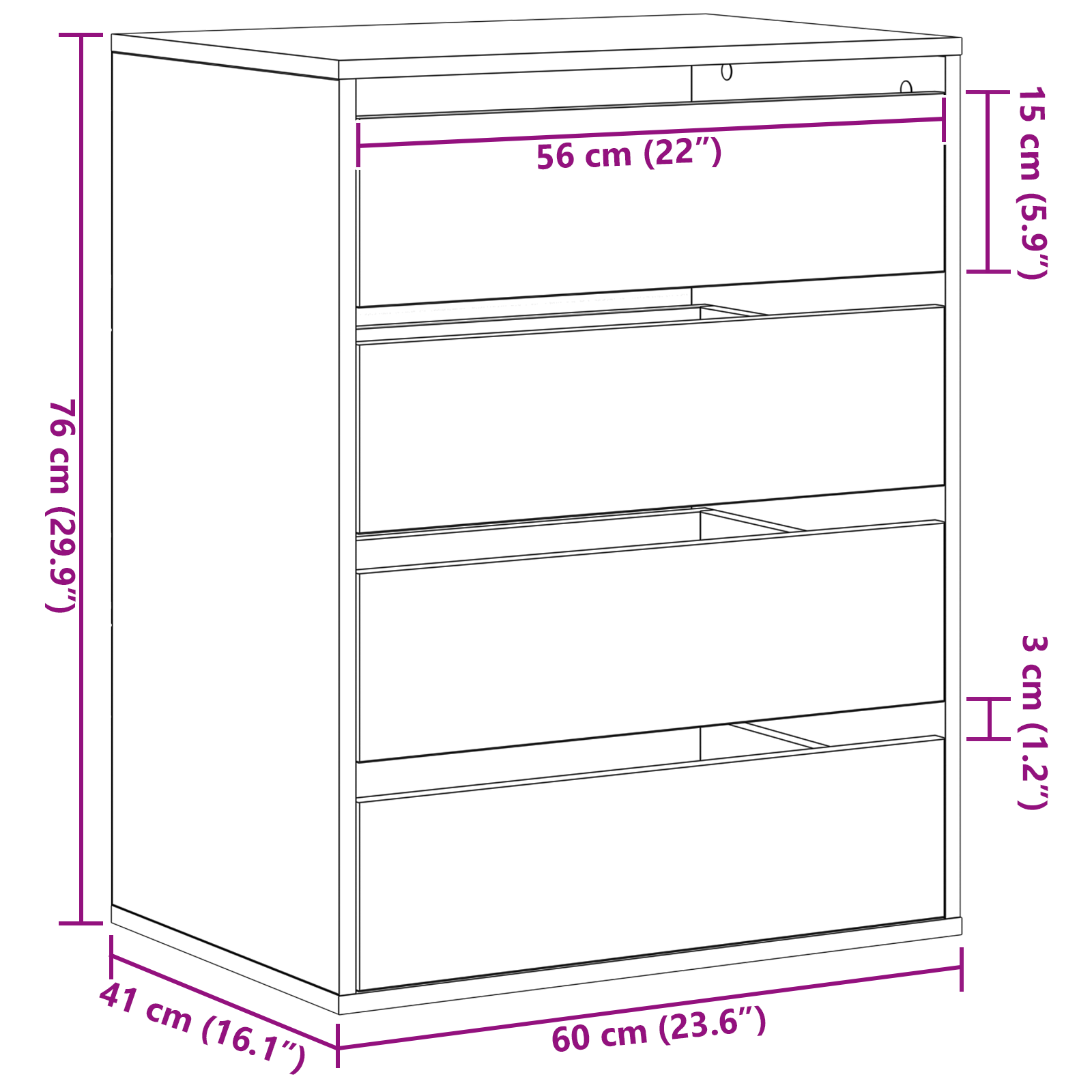Komoda Juoda Ąžuolo 60x41x76 cm Išdirbta Mediena - Image 11