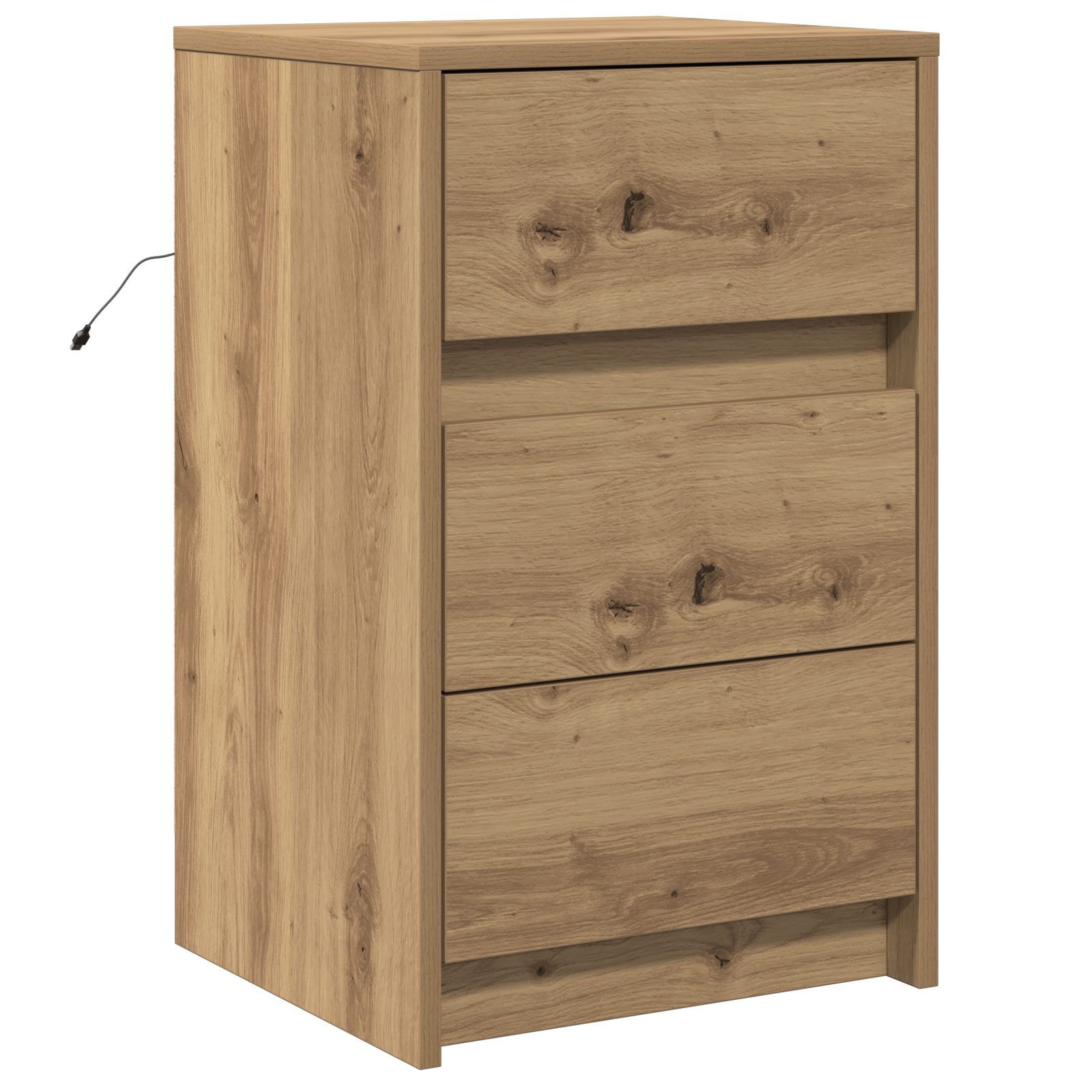 Bedside Cabinet with LED Lights Artisan Oak Engineered Wood - Image 2