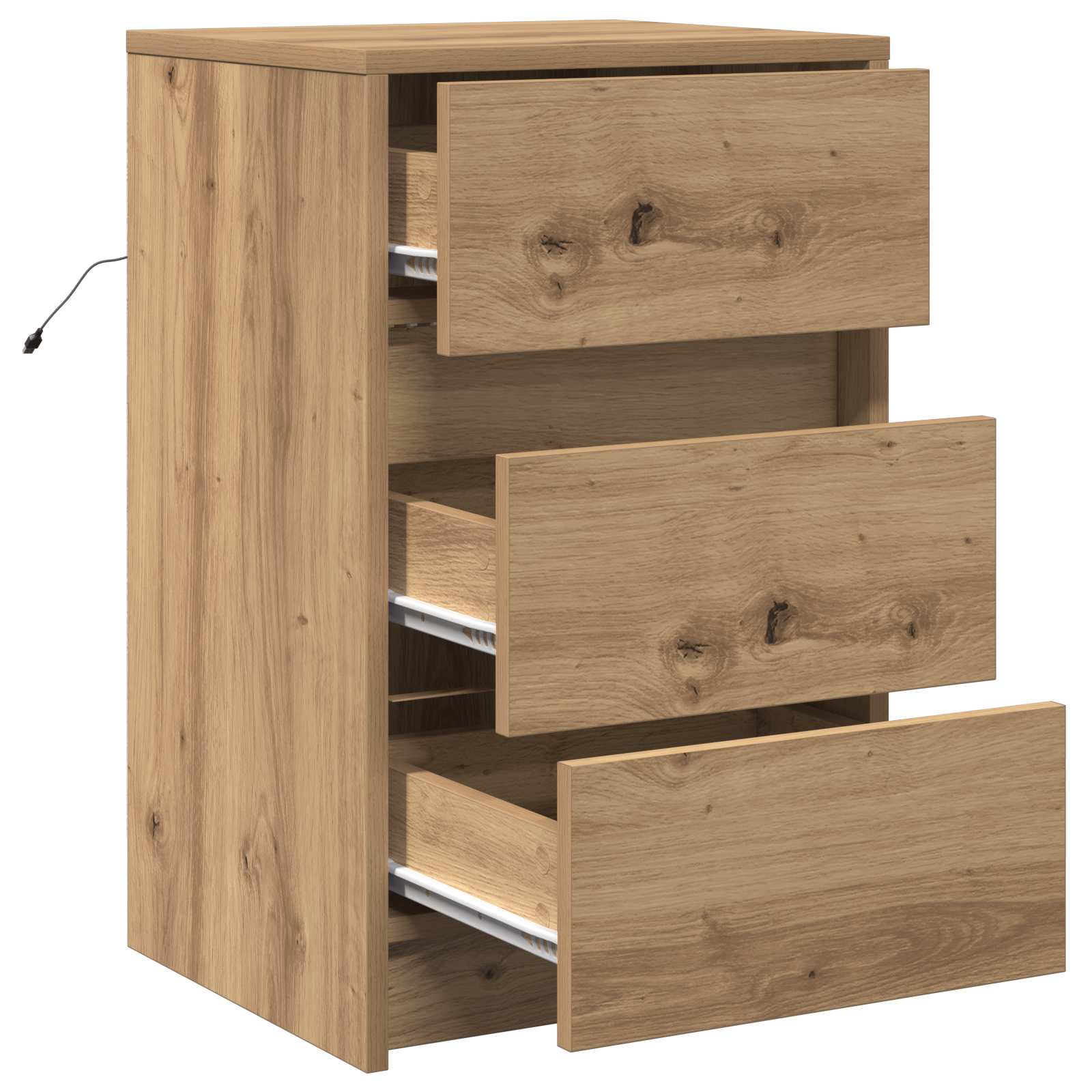 Bedside Cabinet with LED Lights Artisan Oak Engineered Wood - Image 5