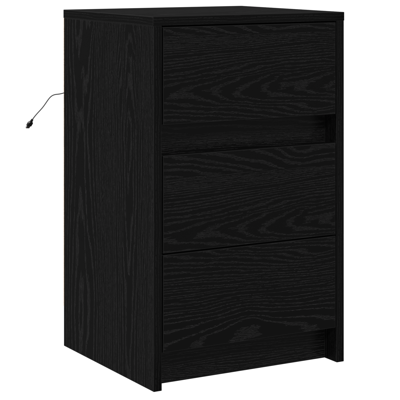 Bedside Cabinet with LED Lights Black Oak Engineered Wood - Image 2