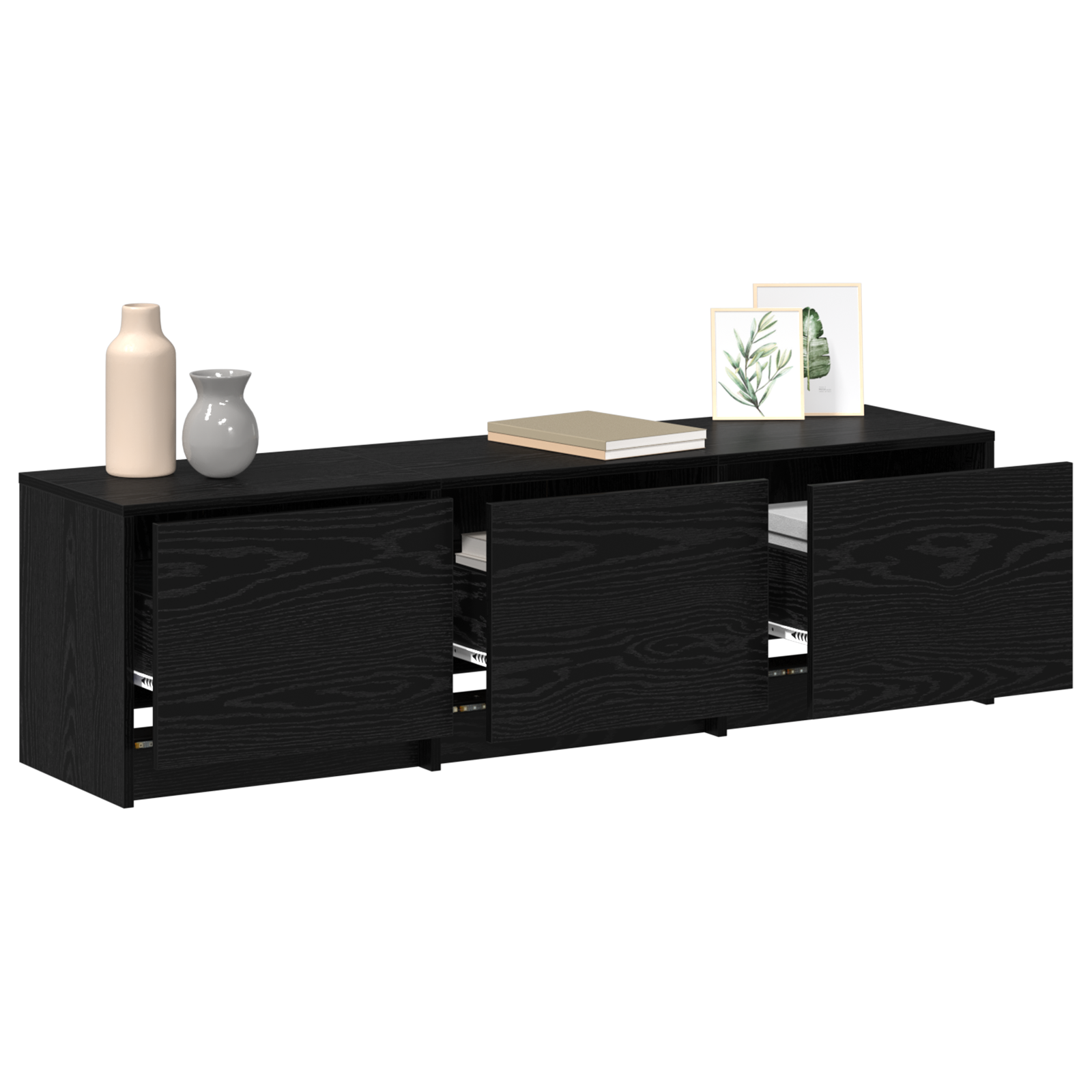 televizorius stovas su LED juodu ąžuolu 140x34x40 cm inžinerinė mediena - Image 3