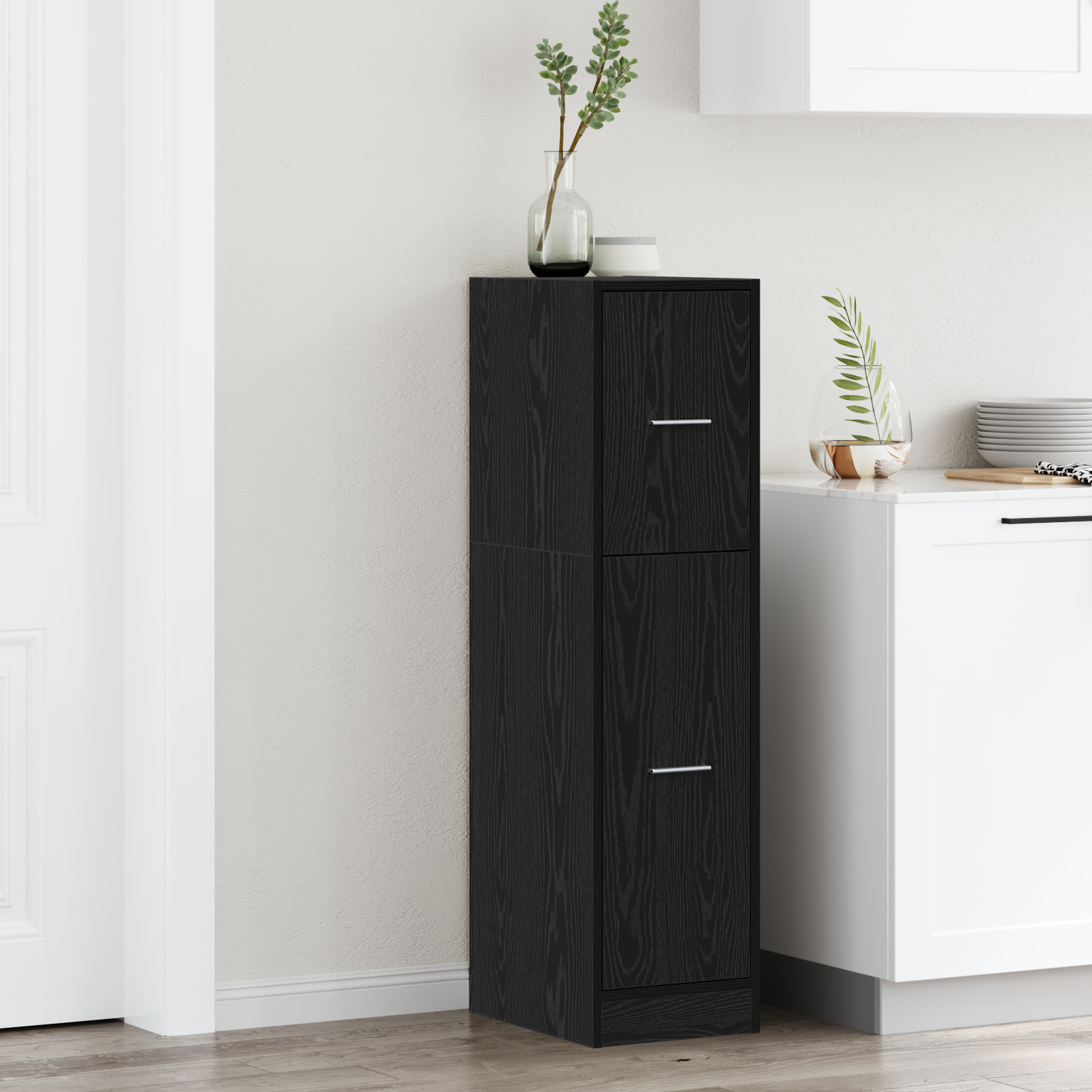 Thumbnail - vidaXL Apotheker Schrank Schwarz Eiche 30x41x118 cm Holzwerkstoff