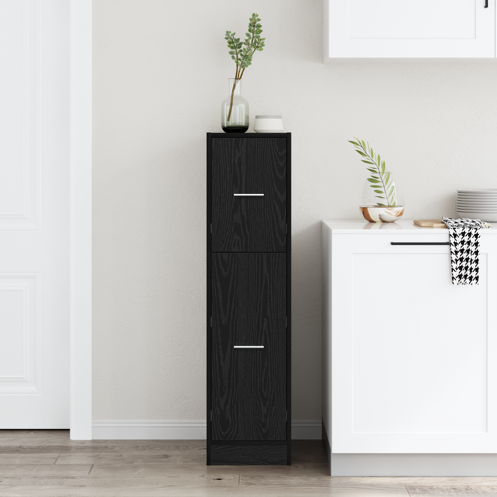 Apothecary Cabinet Black Oak 30x41x118 cm Engineered Wood - Image 4