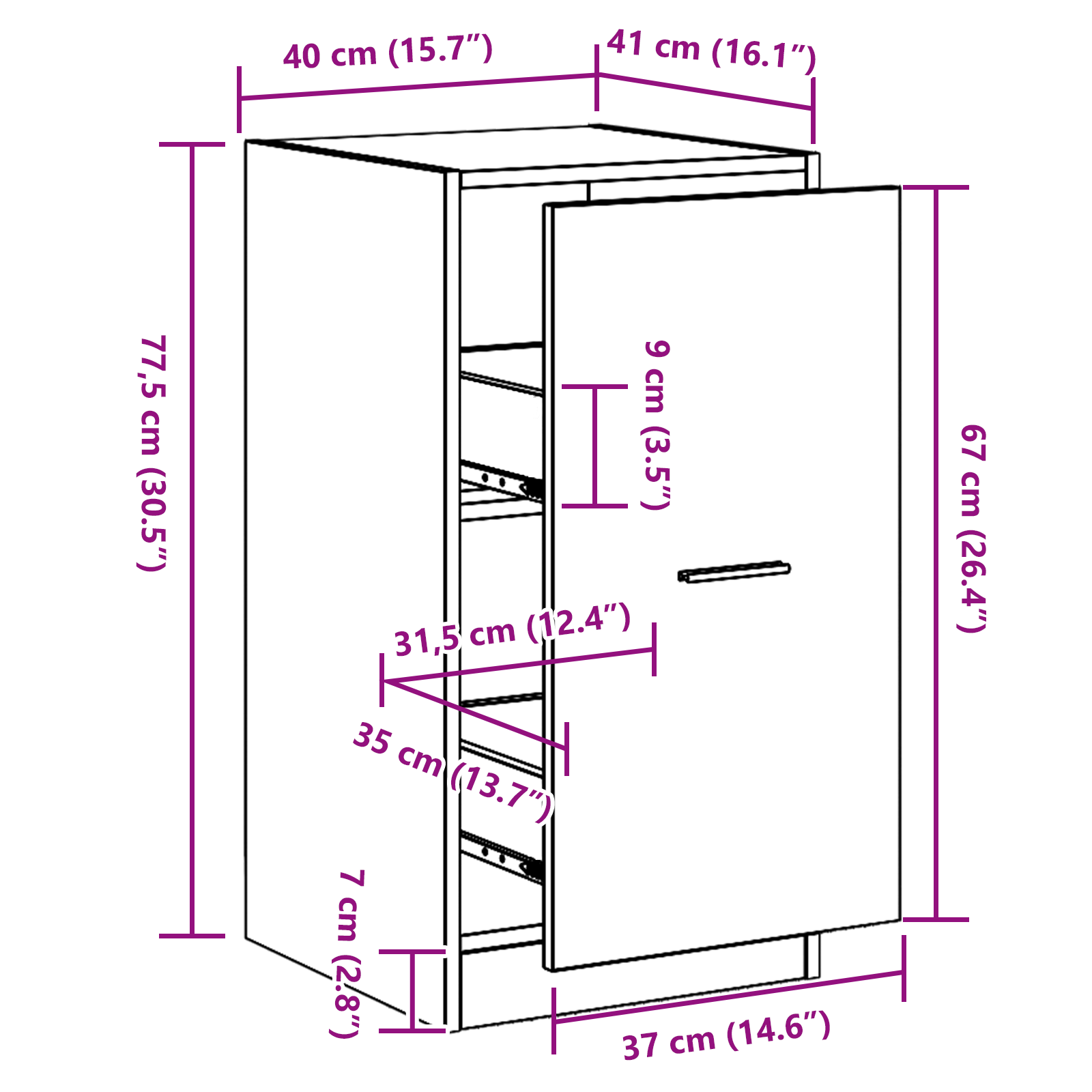 Apothecary Cabinet Black Oak 40x41x77,5 cm Engineered Wood - Image 10