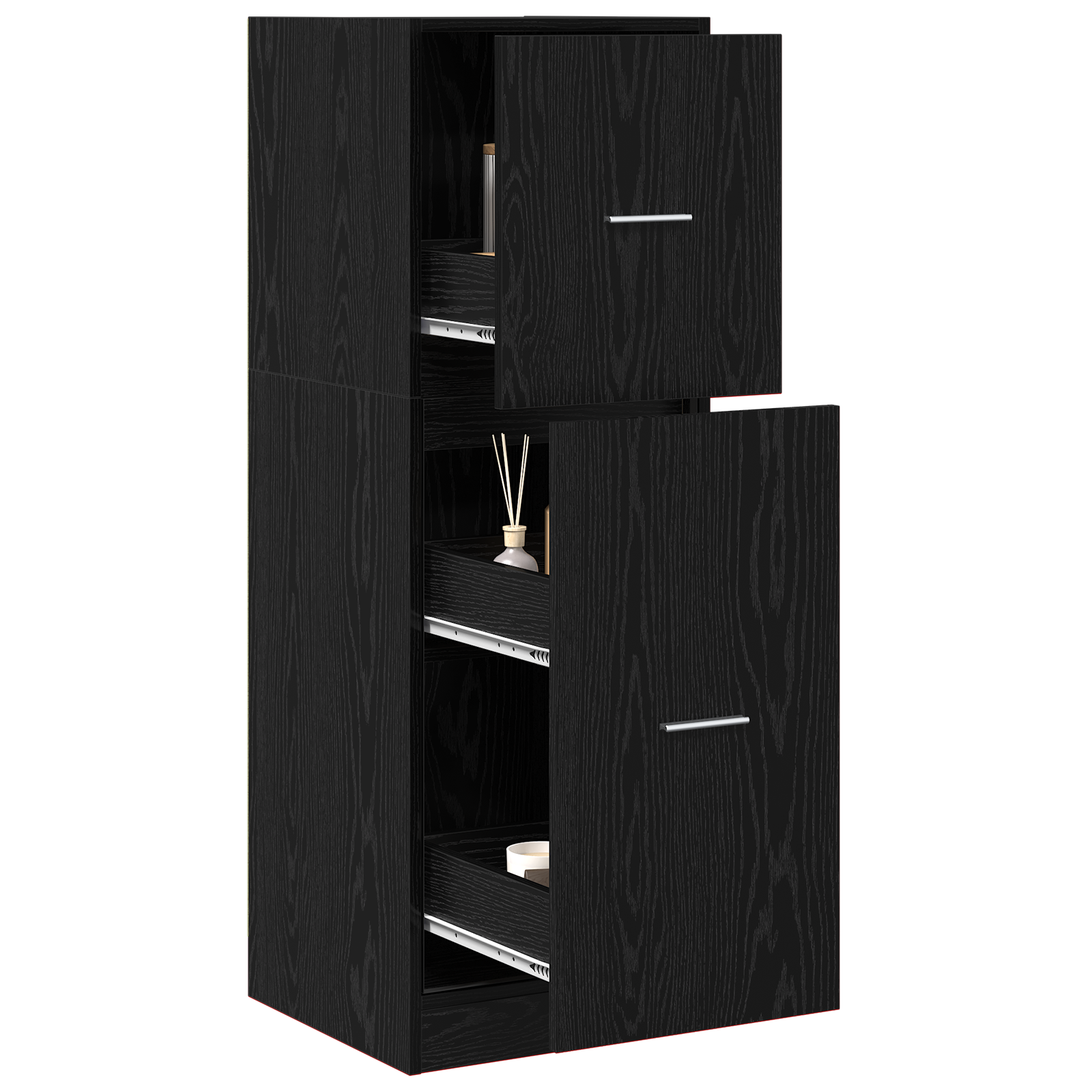 Apothecary Cabinet Black Oak 40x41x118 cm Engineered Wood - Image 2