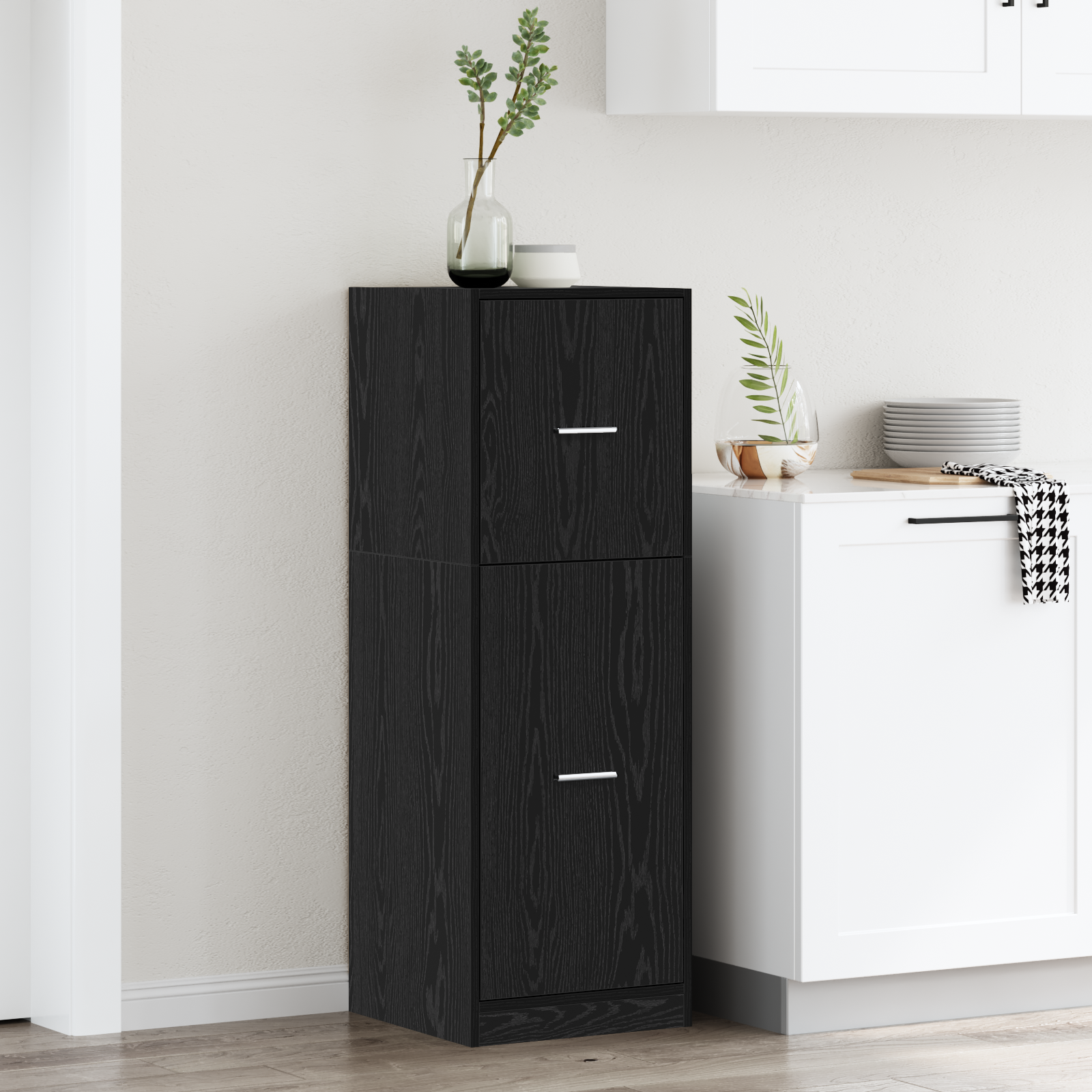 Apothecary Cabinet Black Oak 40x41x118 cm Engineered Wood