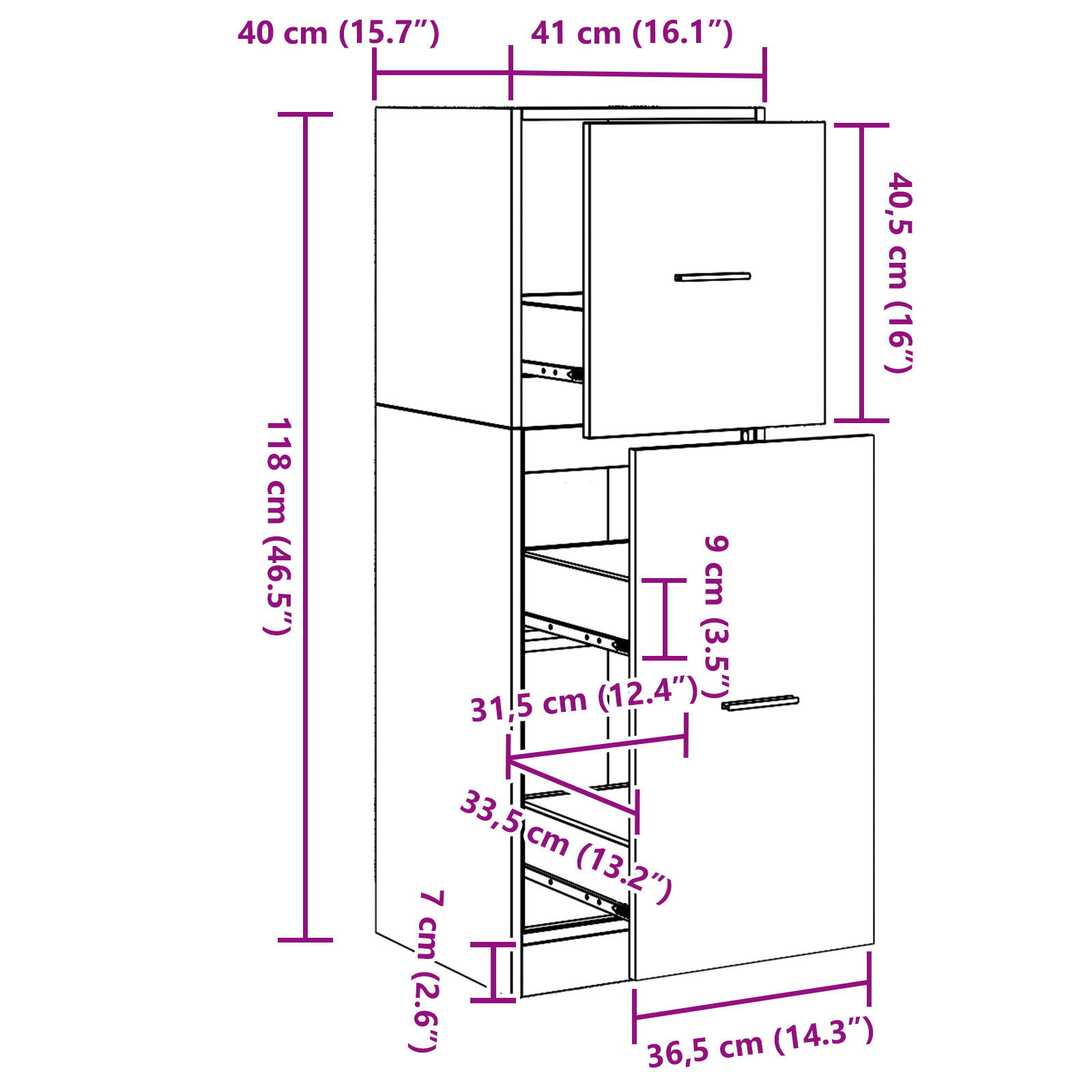 Apothecary Cabinet Black Oak 40x41x118 cm Engineered Wood - Image 10