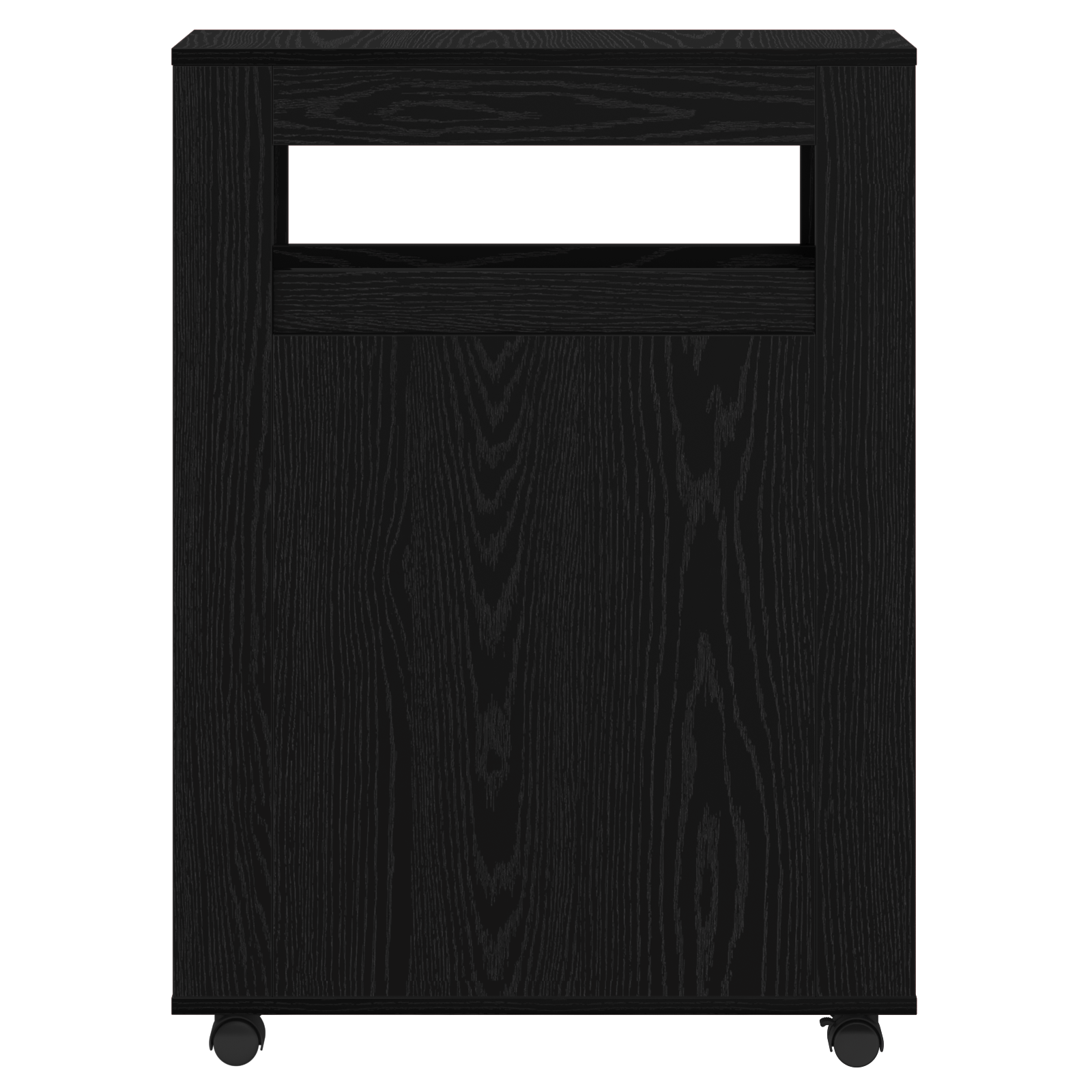 Narrow Bathroom Cabinet with Wheels Black Oak Engineered Wood - Image 5