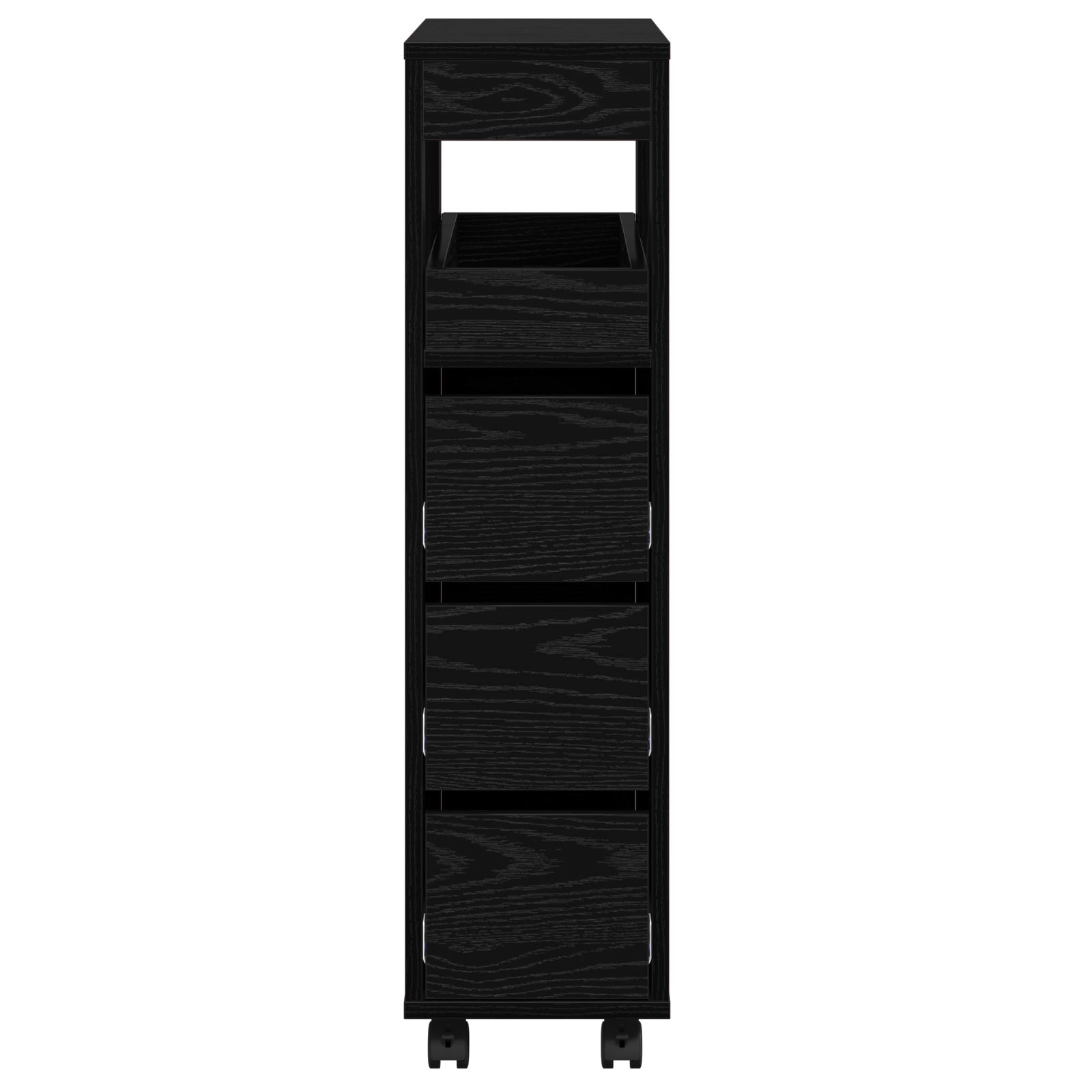 Narrow Bathroom Cabinet with Wheels Black Oak Engineered Wood - Image 6