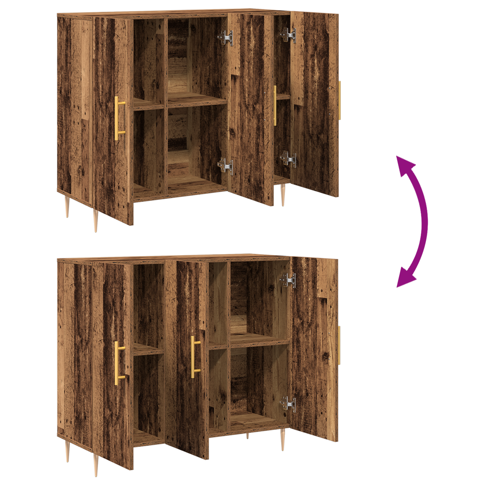Sideboard in Old Wood, 90x34x80 cm, Made of Engineered Wood - Image 11